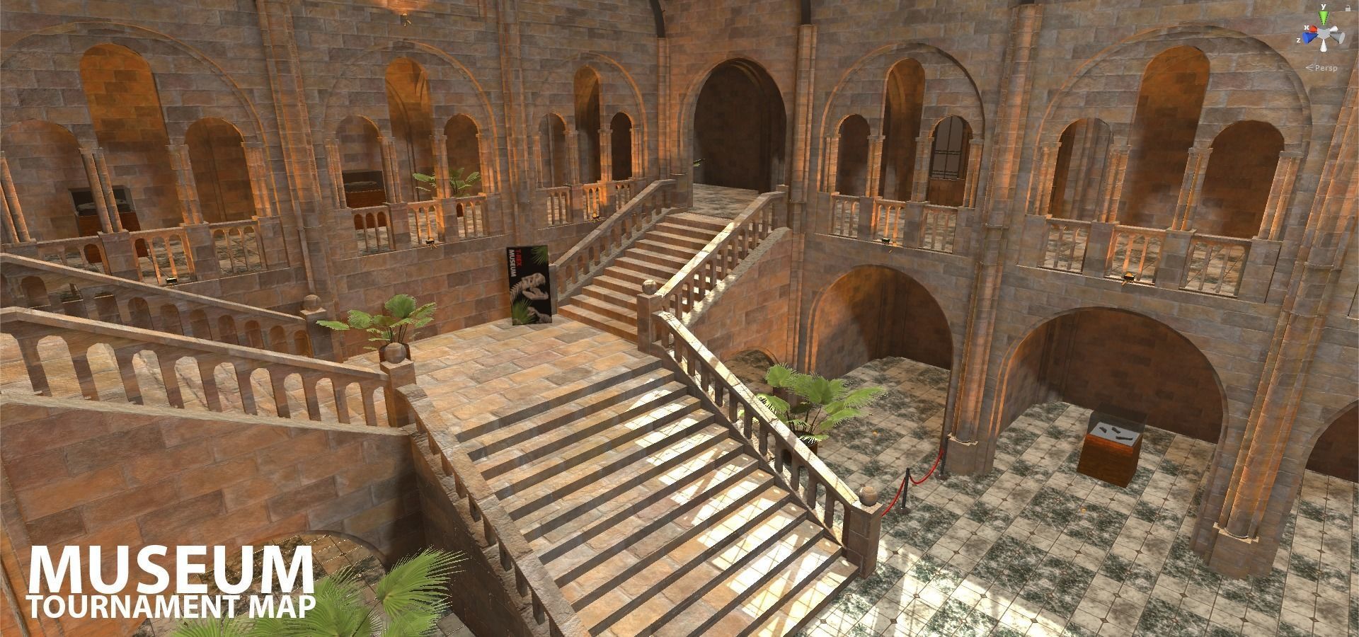 FPS Museum - VR tournament map Low-poly 3D model_18