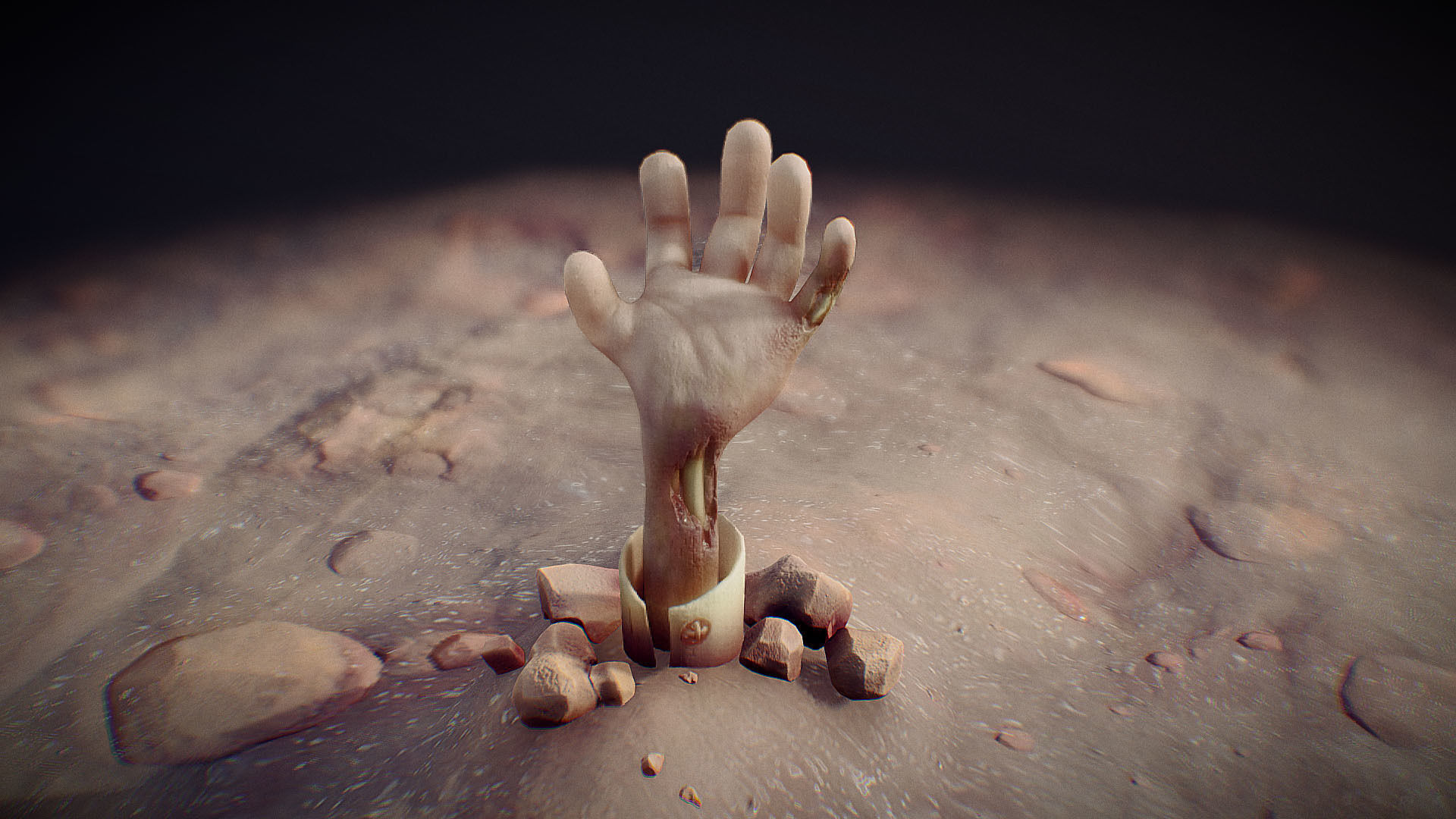 Zombie Hand Low-poly 3D model_2