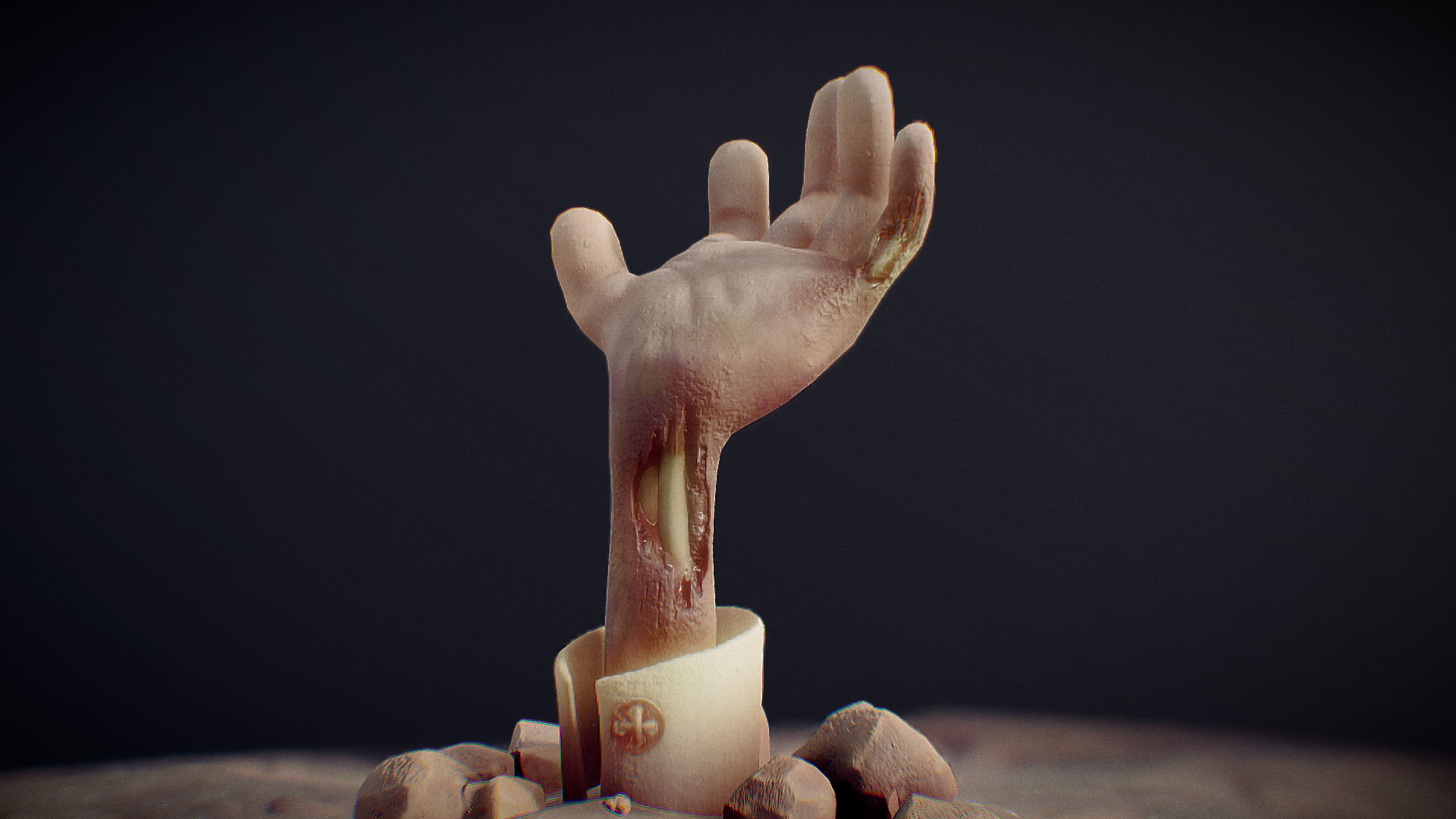 Zombie Hand Low-poly 3D model_3