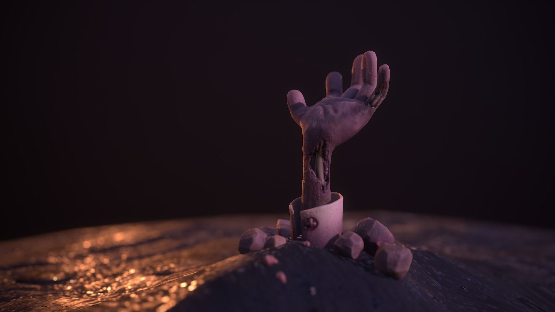 Zombie Hand Low-poly 3D model_5