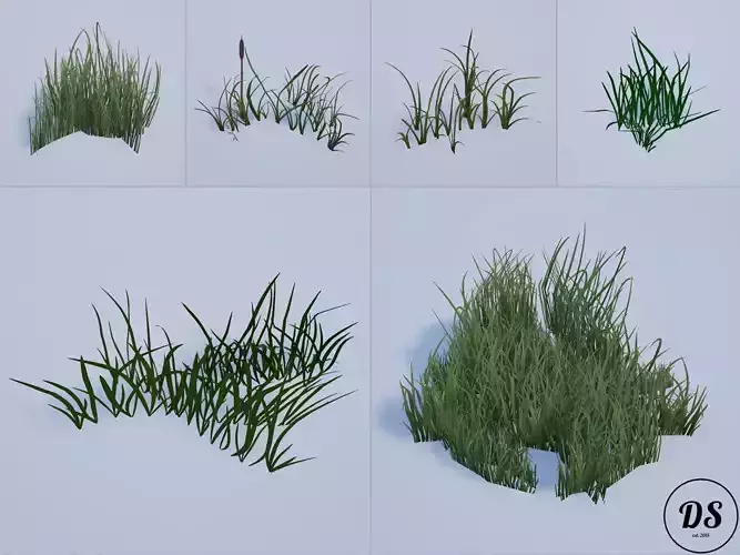Realistic Grass 1 in stages of growth Low-poly 3D model