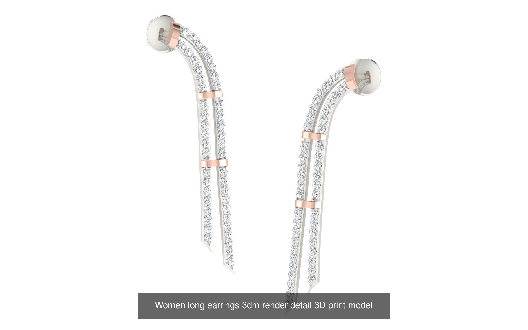 50 Ladies Women Bridal Earrings 3dm Stl render details   3D Model Collection_36
