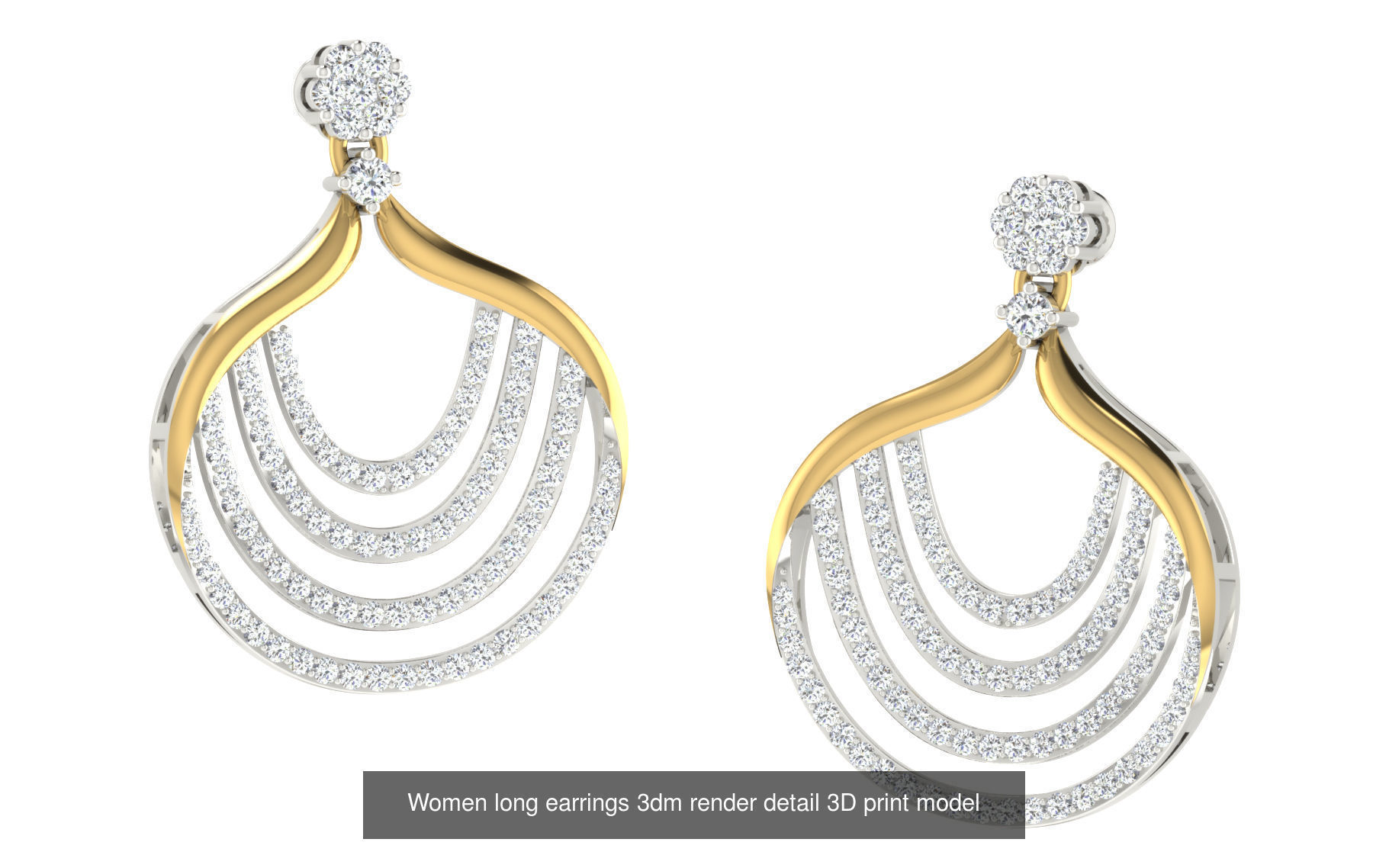 50 Ladies Women Bridal Earrings 3dm Stl render details   3D Model Collection_10