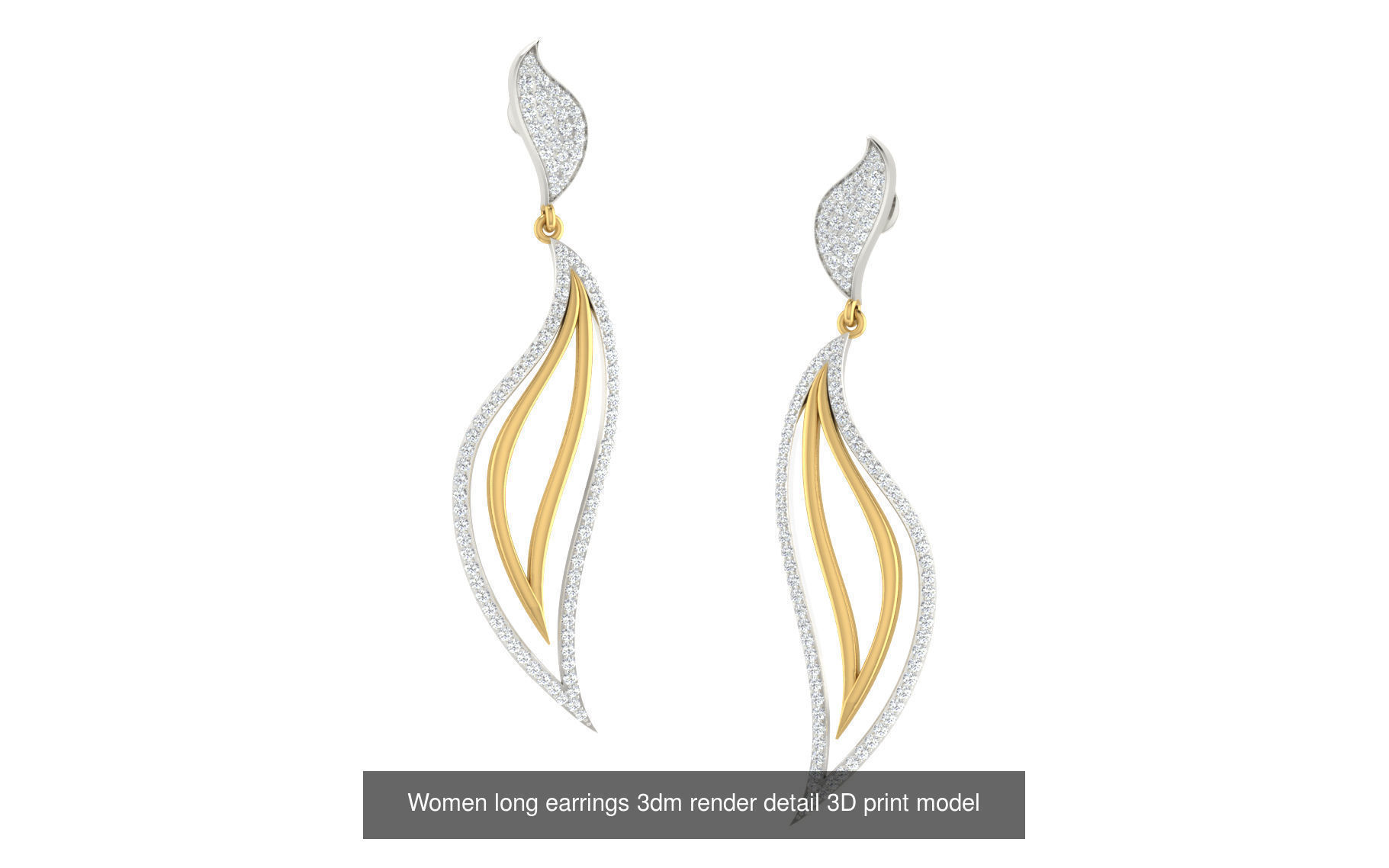 50 Ladies Women Bridal Earrings 3dm Stl render details   3D Model Collection_5