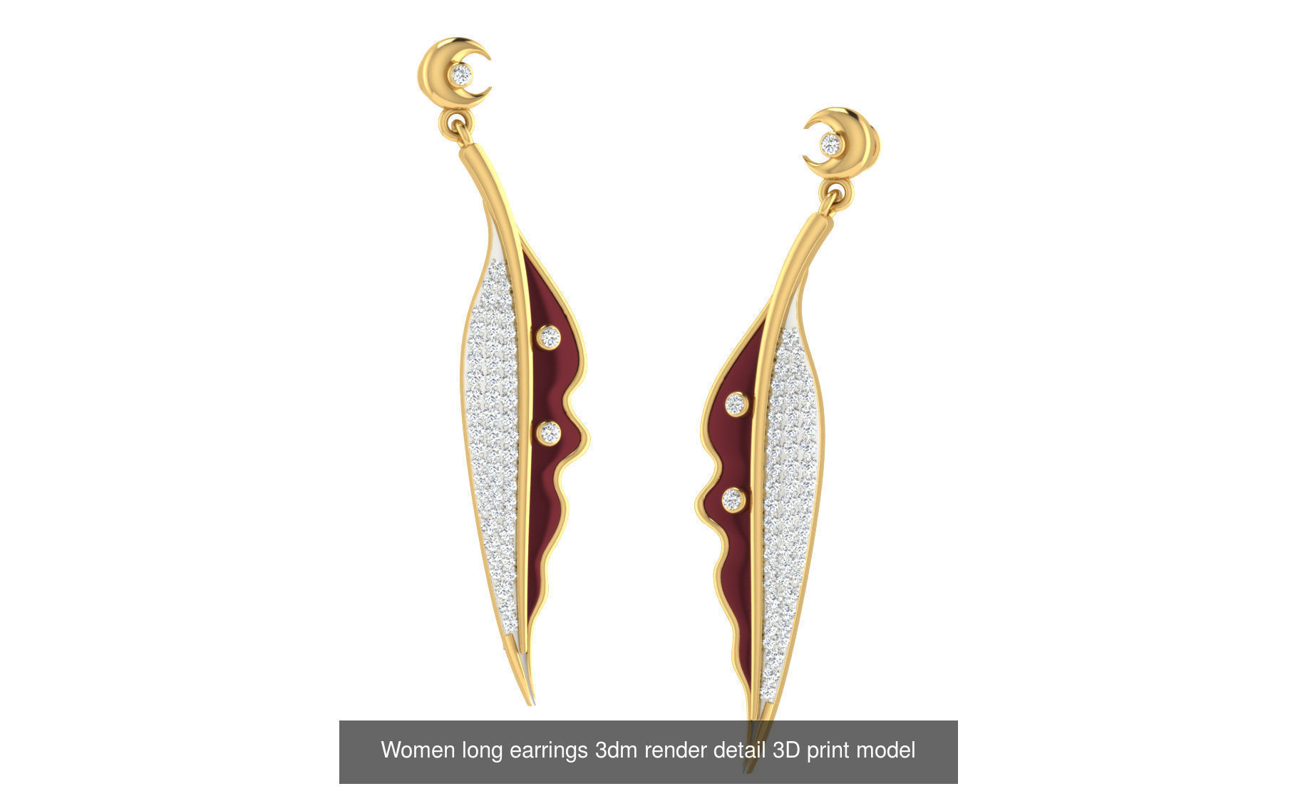 50 Ladies Women Bridal Earrings 3dm Stl render details   3D Model Collection_14