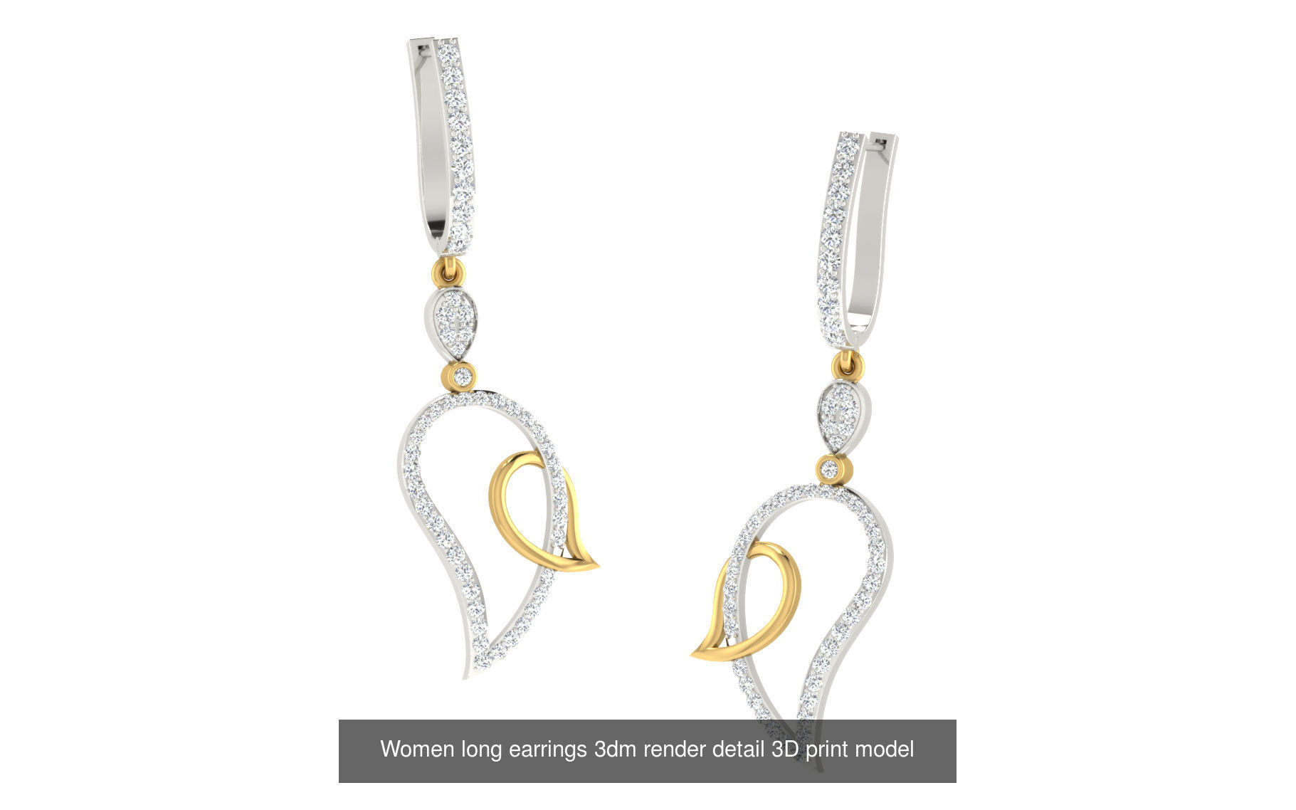 50 Ladies Women Bridal Earrings 3dm Stl render details   3D Model Collection_28