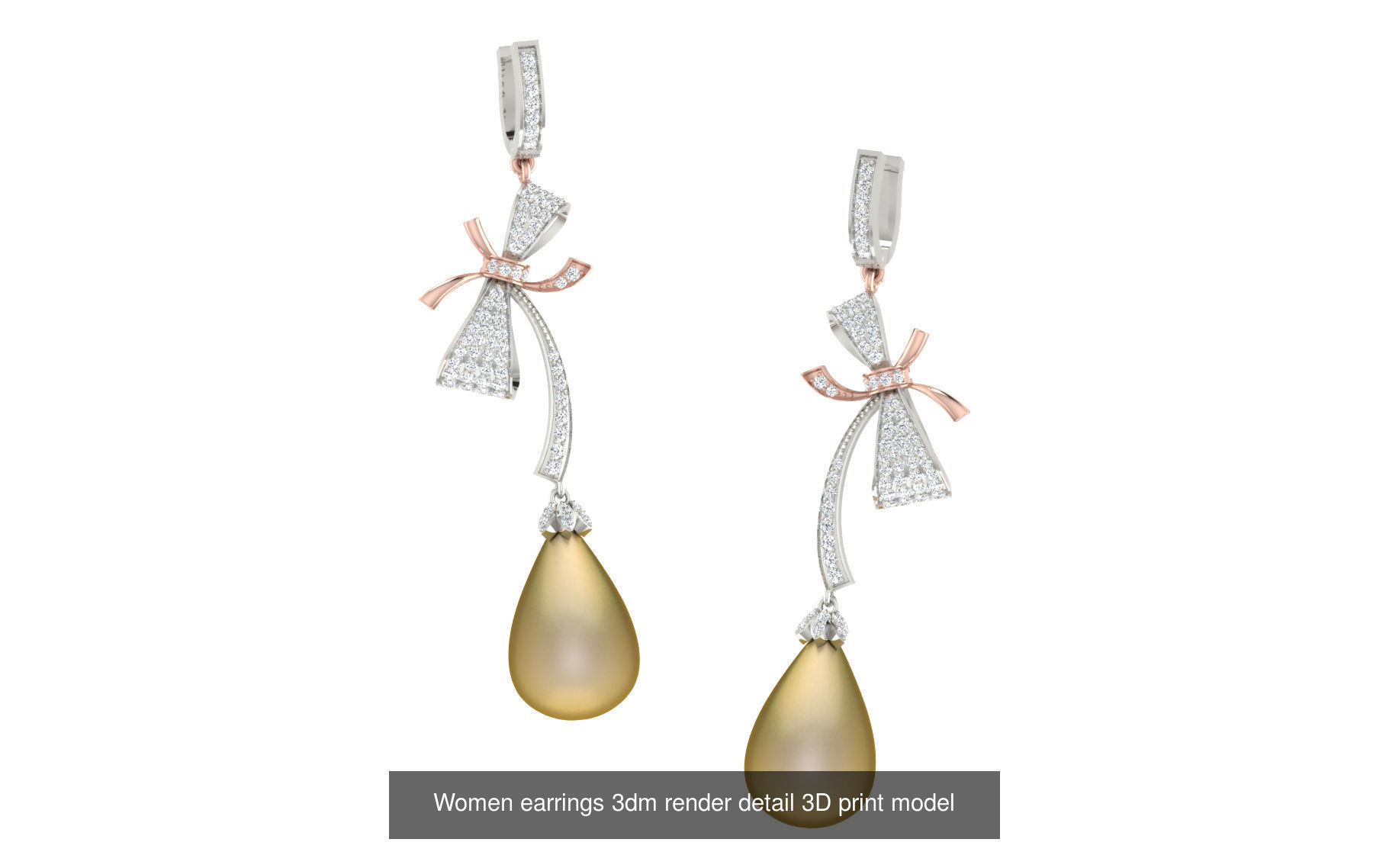 50 Ladies Women Bridal Earrings 3dm Stl render details   3D Model Collection_27