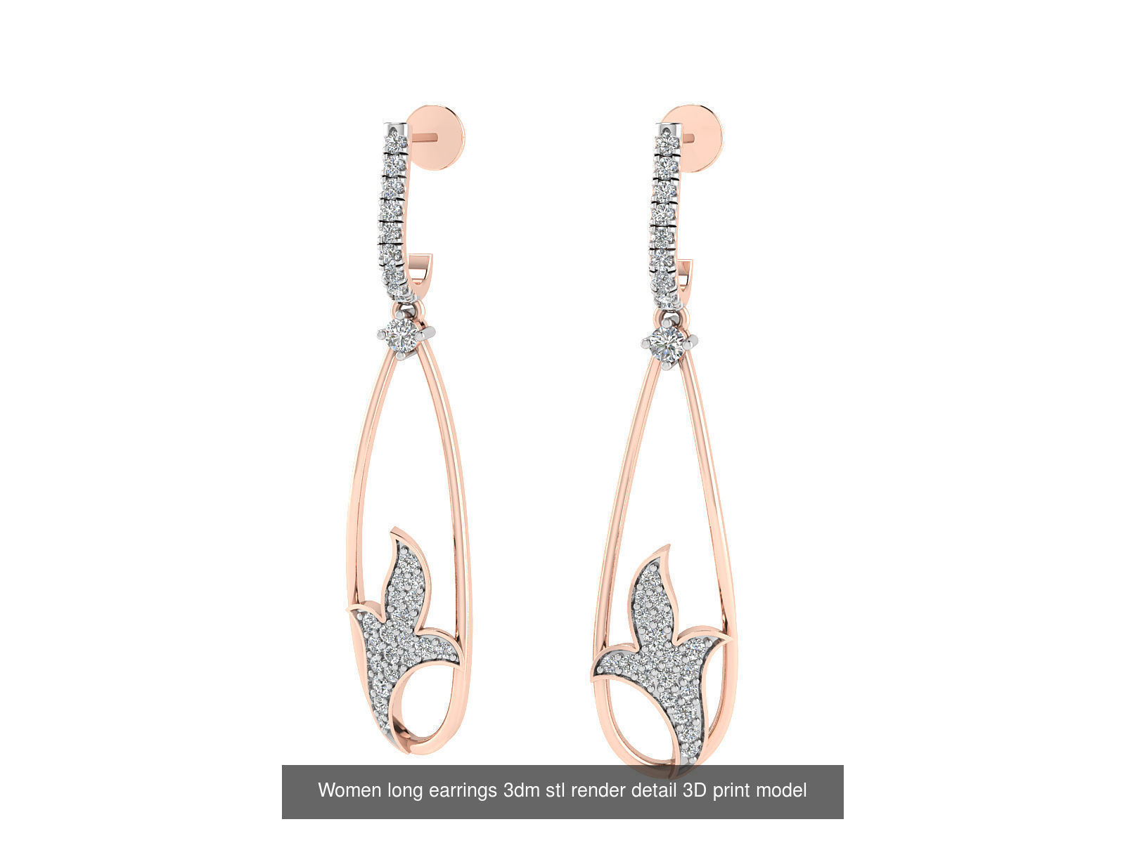 50 Ladies Women Bridal Earrings 3dm Stl render details   3D Model Collection_46