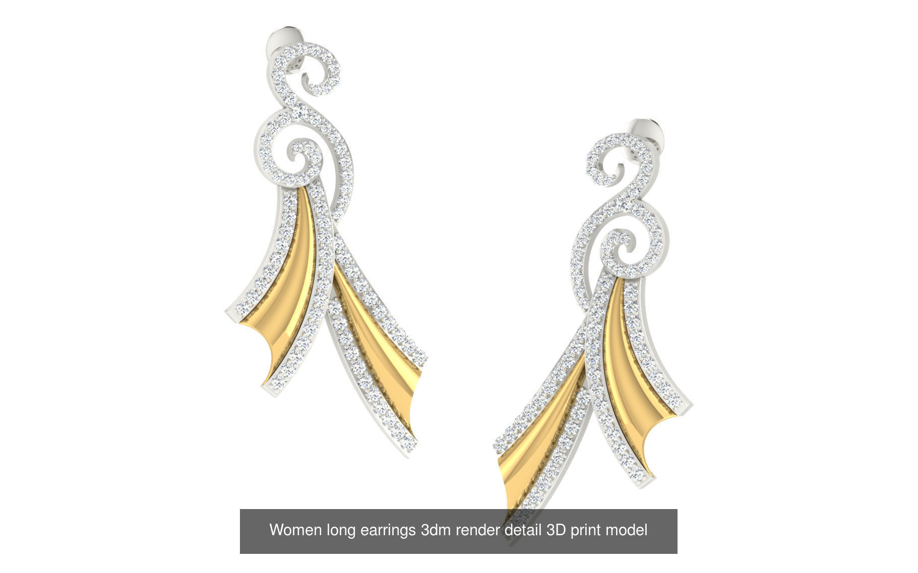 50 Ladies Women Bridal Earrings 3dm Stl render details   3D Model Collection_11