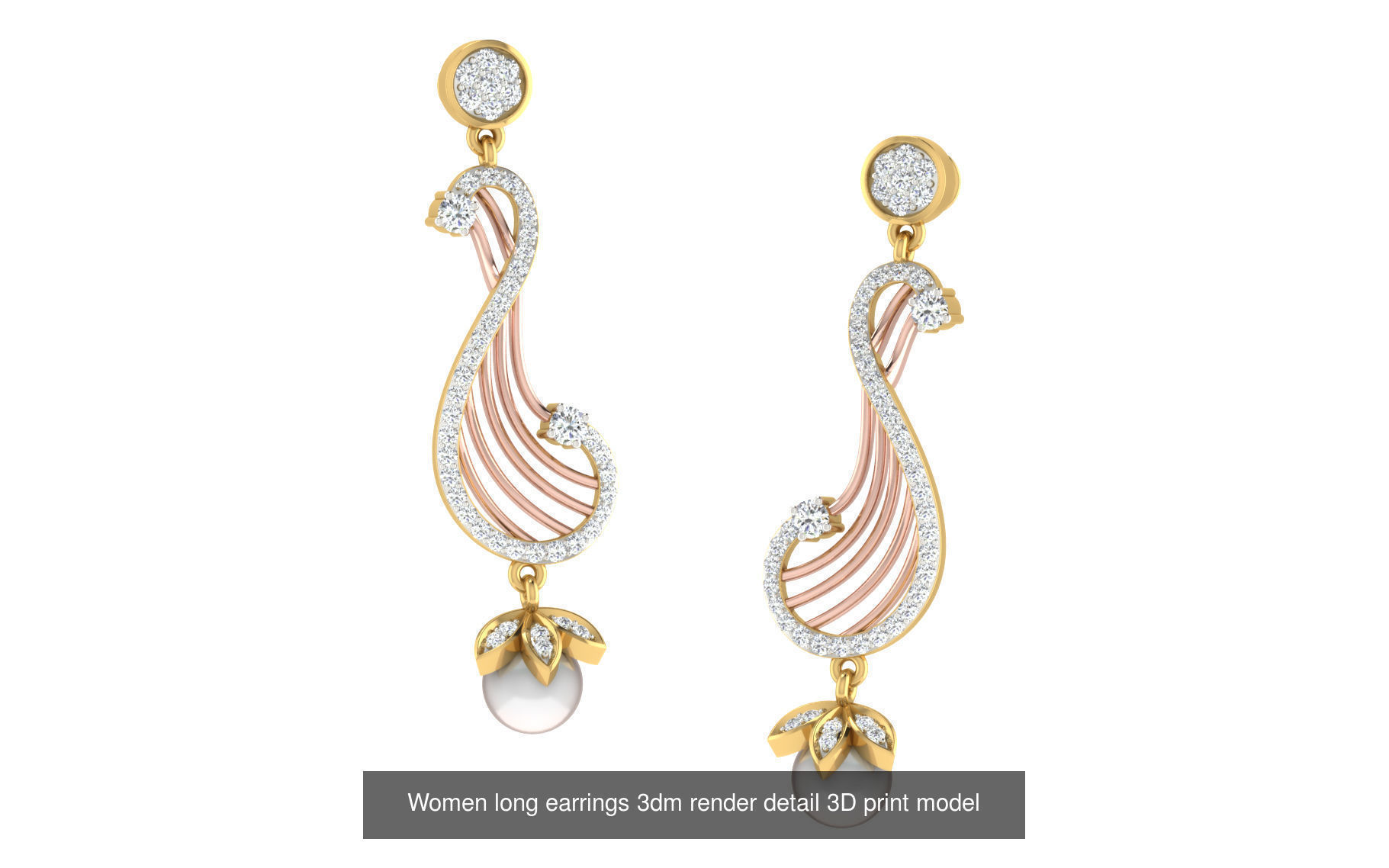 50 Ladies Women Bridal Earrings 3dm Stl render details   3D Model Collection_4