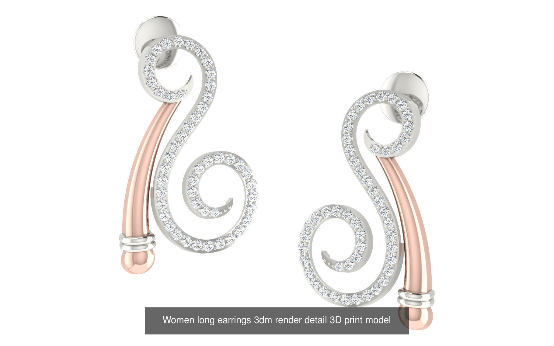 50 Ladies Women Bridal Earrings 3dm Stl render details   3D Model Collection_39