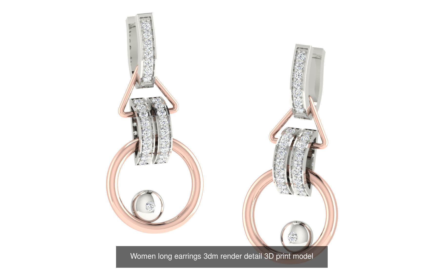50 Ladies Women Bridal Earrings 3dm Stl render details   3D Model Collection_40