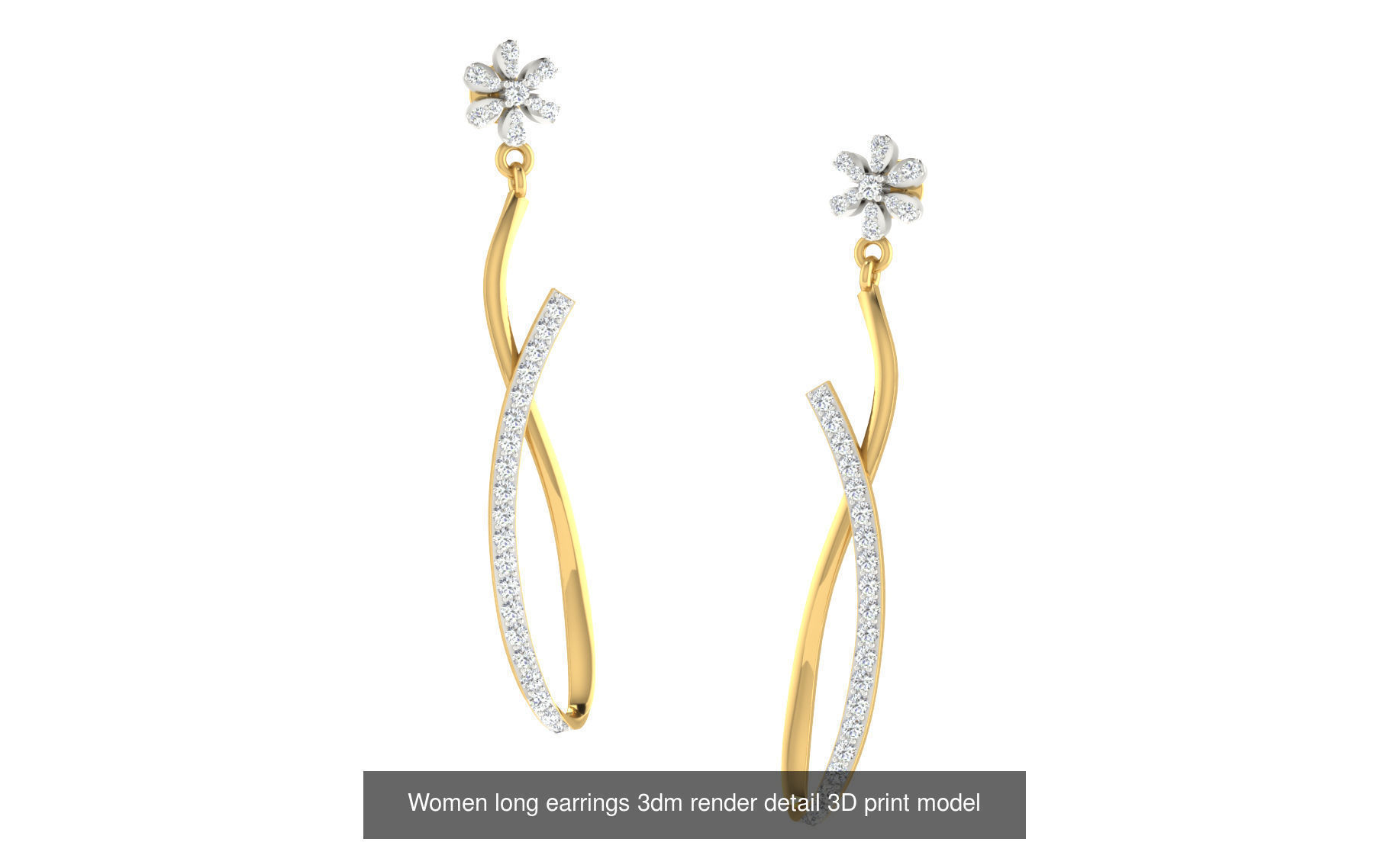 50 Ladies Women Bridal Earrings 3dm Stl render details   3D Model Collection_17