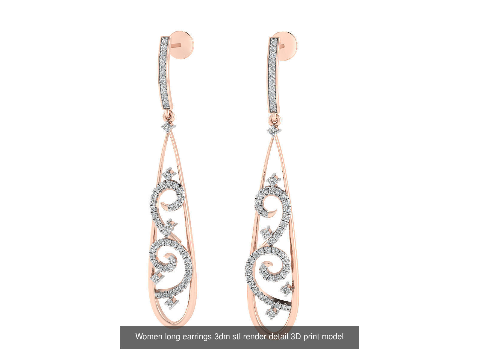 50 Ladies Women Bridal Earrings 3dm Stl render details   3D Model Collection_50