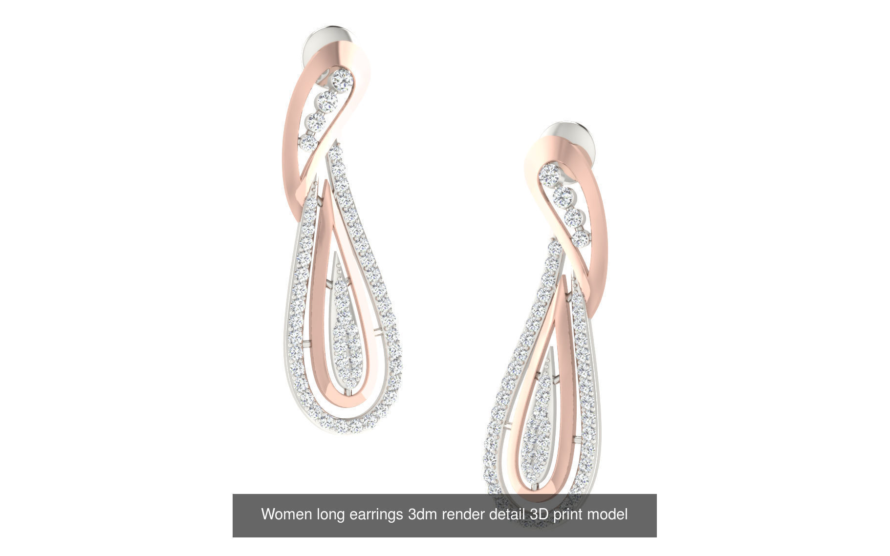 50 Ladies Women Bridal Earrings 3dm Stl render details   3D Model Collection_38