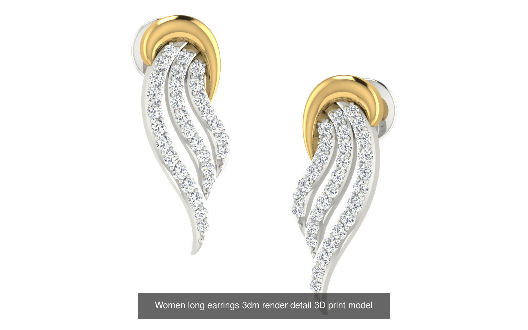 50 Ladies Women Bridal Earrings 3dm Stl render details   3D Model Collection_24