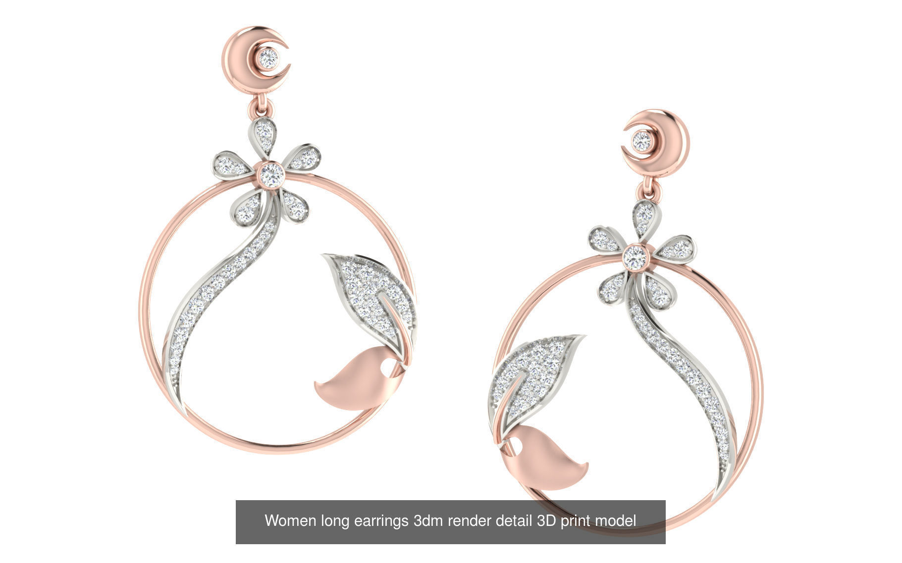 50 Ladies Women Bridal Earrings 3dm Stl render details   3D Model Collection_12