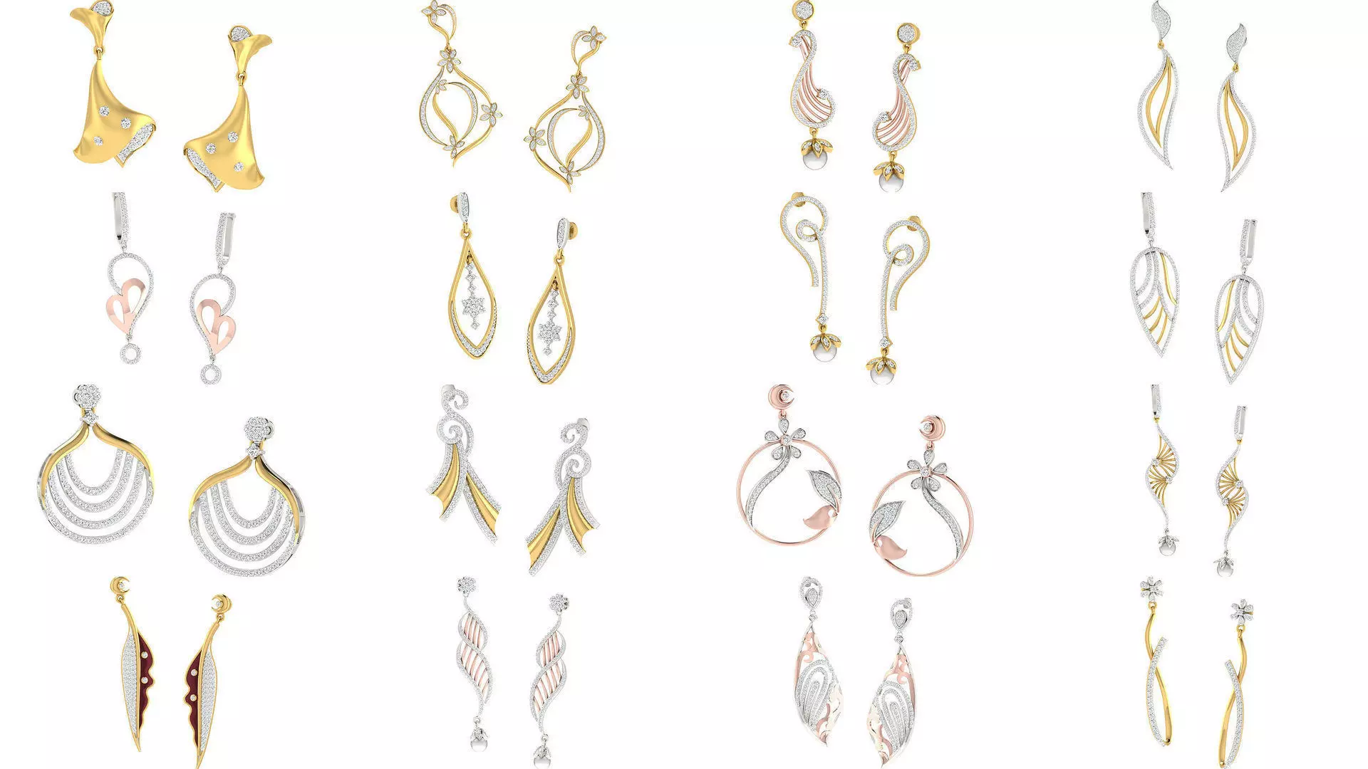 50 Ladies Women Bridal Earrings 3dm Stl render details   3D Model Collection_0