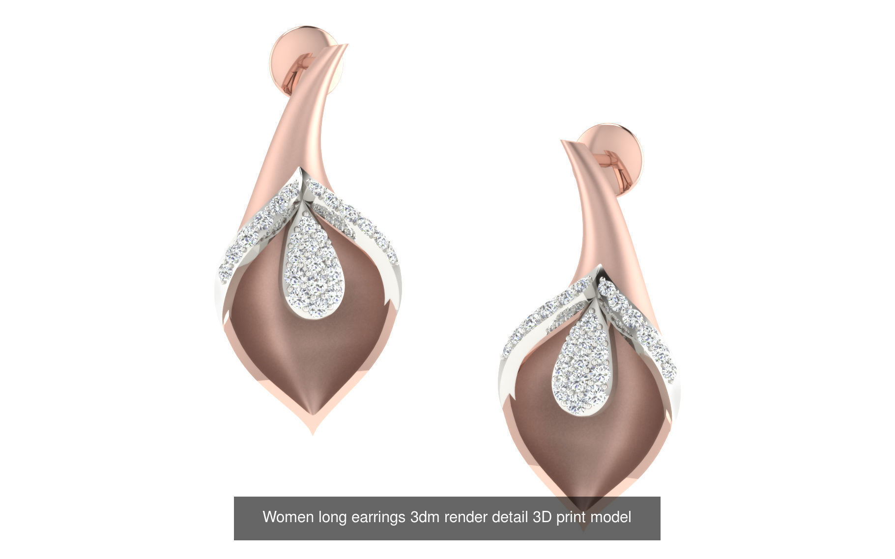 50 Ladies Women Bridal Earrings 3dm Stl render details   3D Model Collection_29