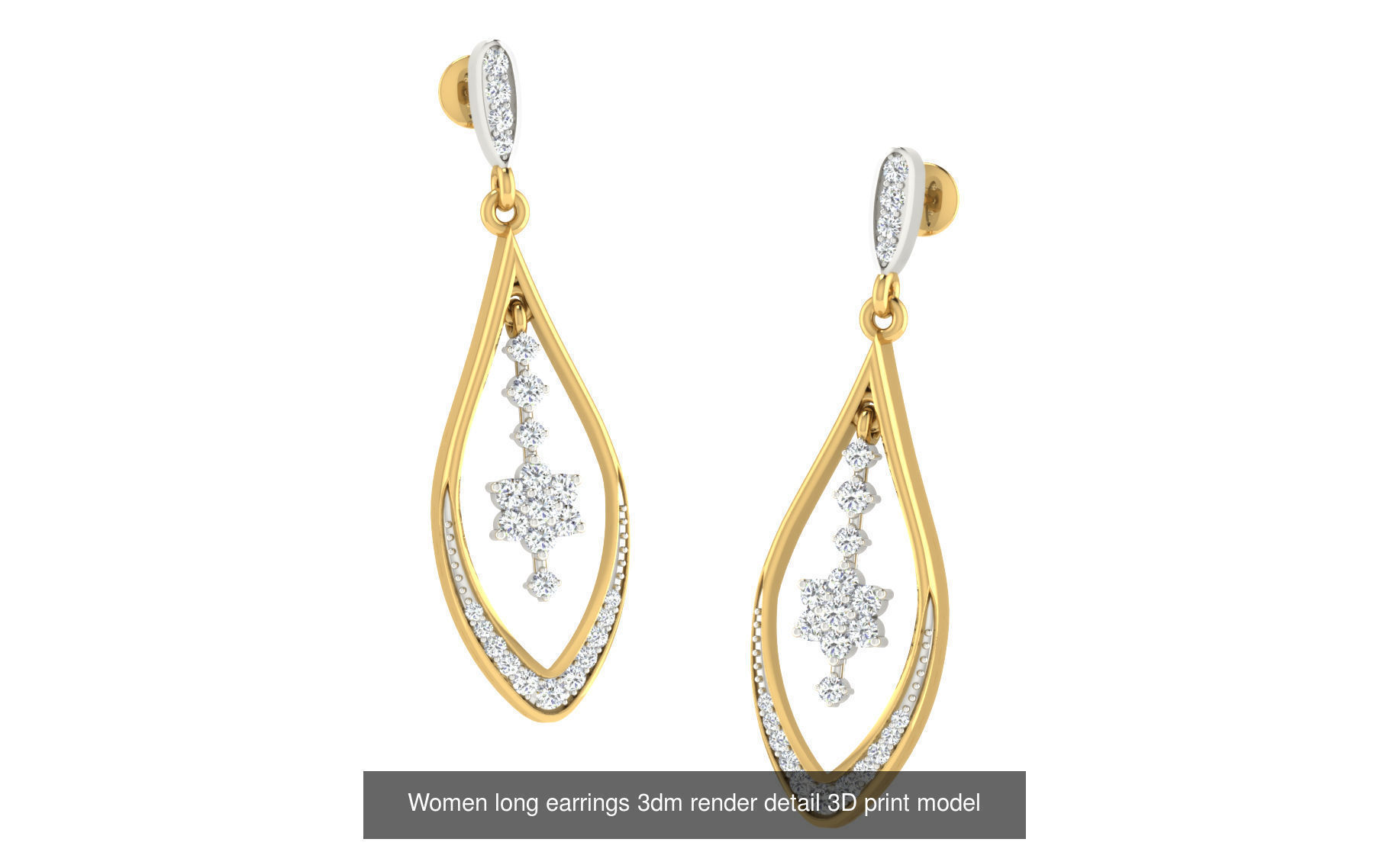 50 Ladies Women Bridal Earrings 3dm Stl render details   3D Model Collection_7