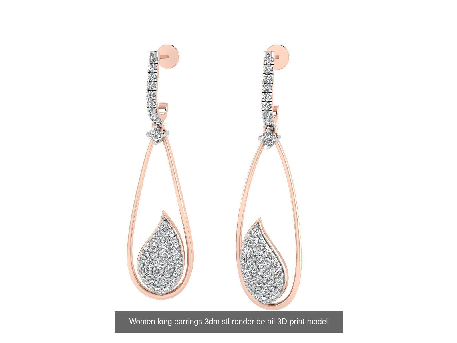 50 Ladies Women Bridal Earrings 3dm Stl render details   3D Model Collection_44