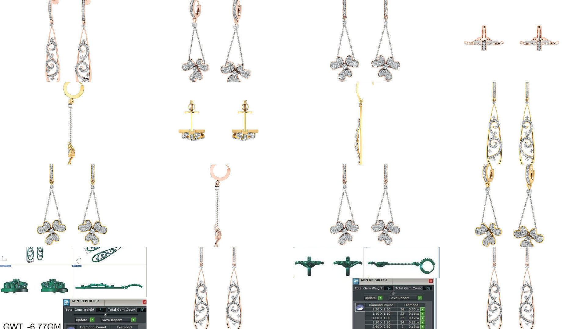 50 Ladies Women Bridal Earrings 3dm Stl render details   3D Model Collection_1