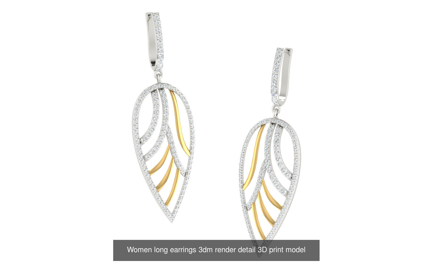 50 Ladies Women Bridal Earrings 3dm Stl render details   3D Model Collection_9