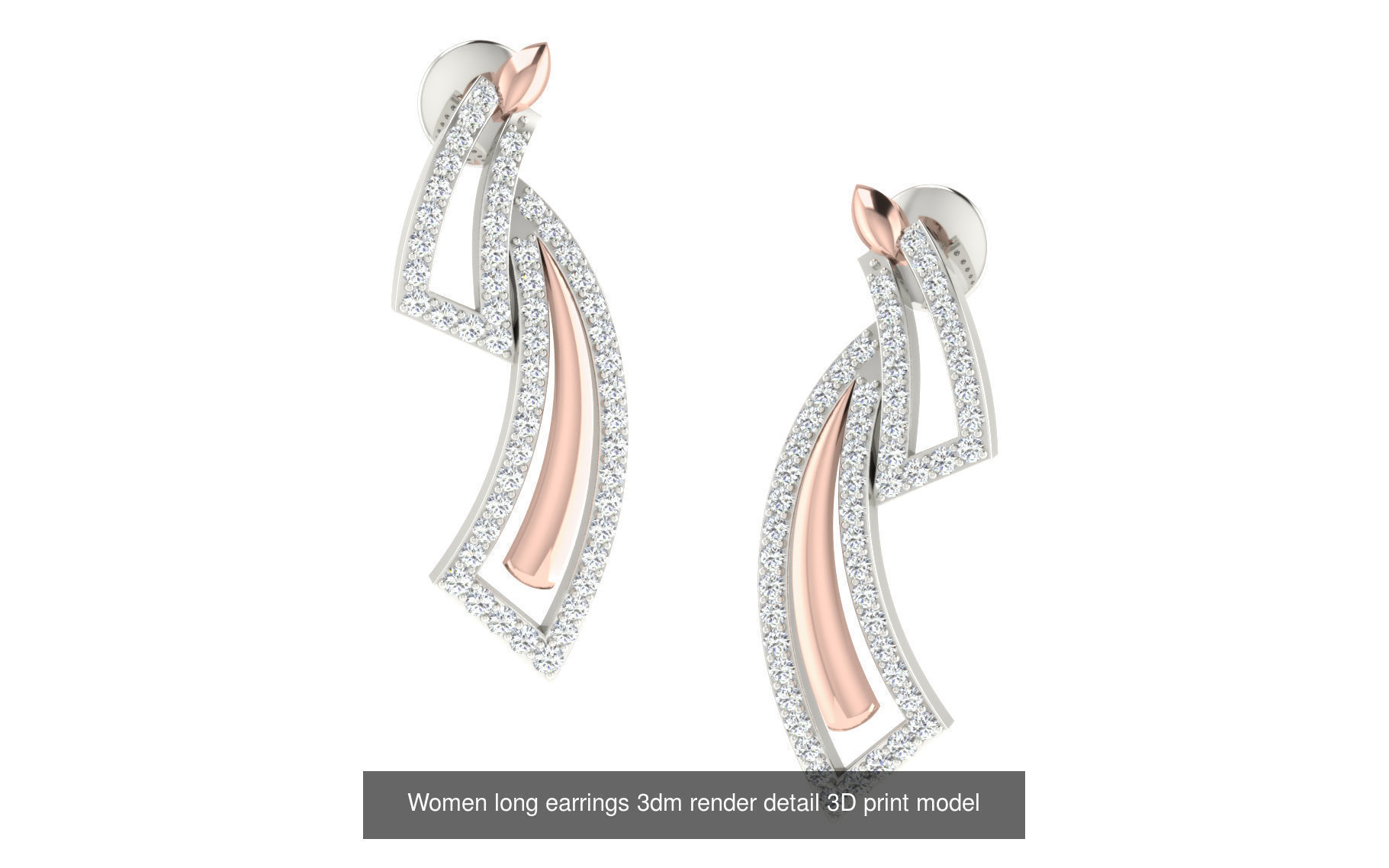 50 Ladies Women Bridal Earrings 3dm Stl render details   3D Model Collection_37
