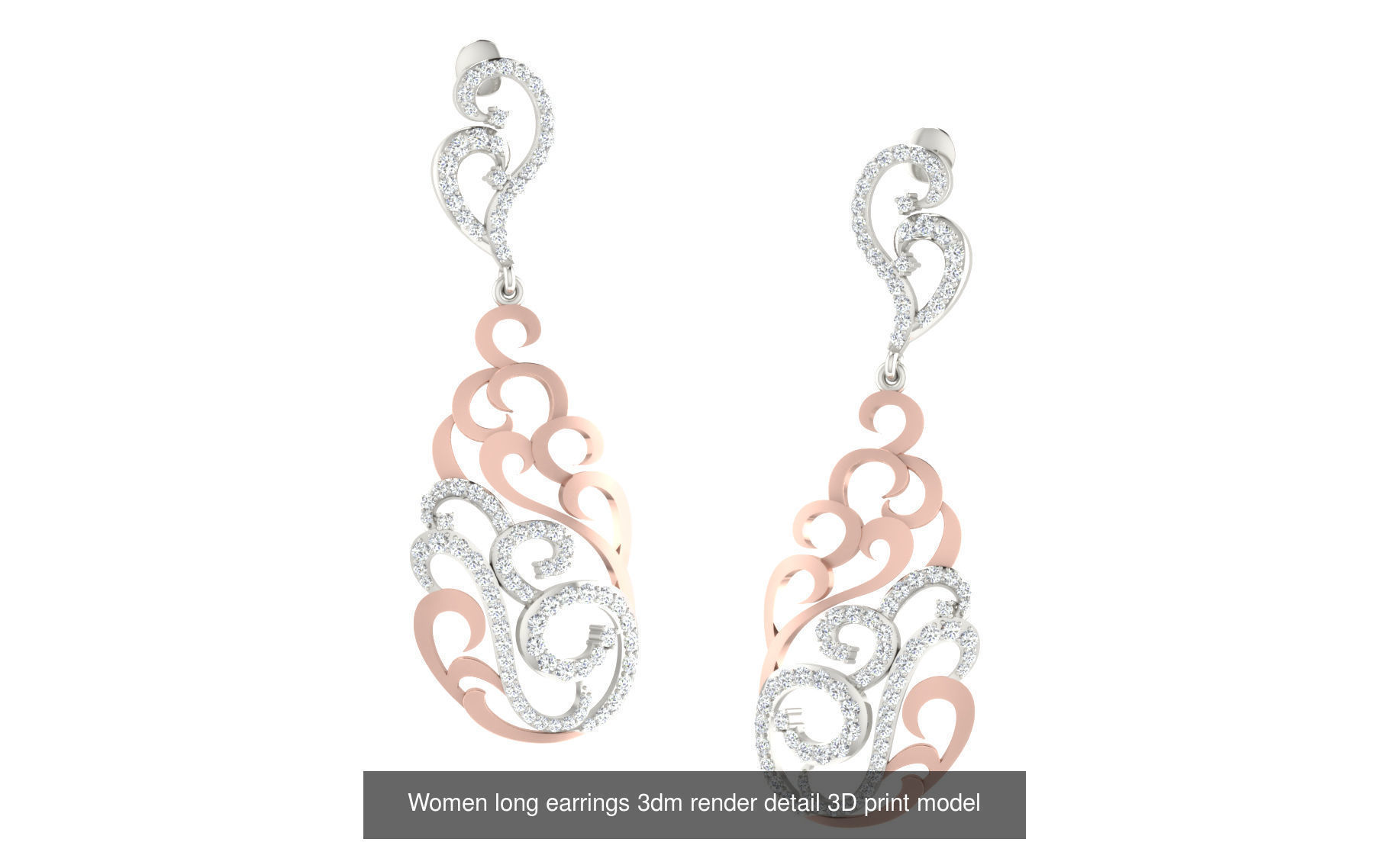 50 Ladies Women Bridal Earrings 3dm Stl render details   3D Model Collection_30