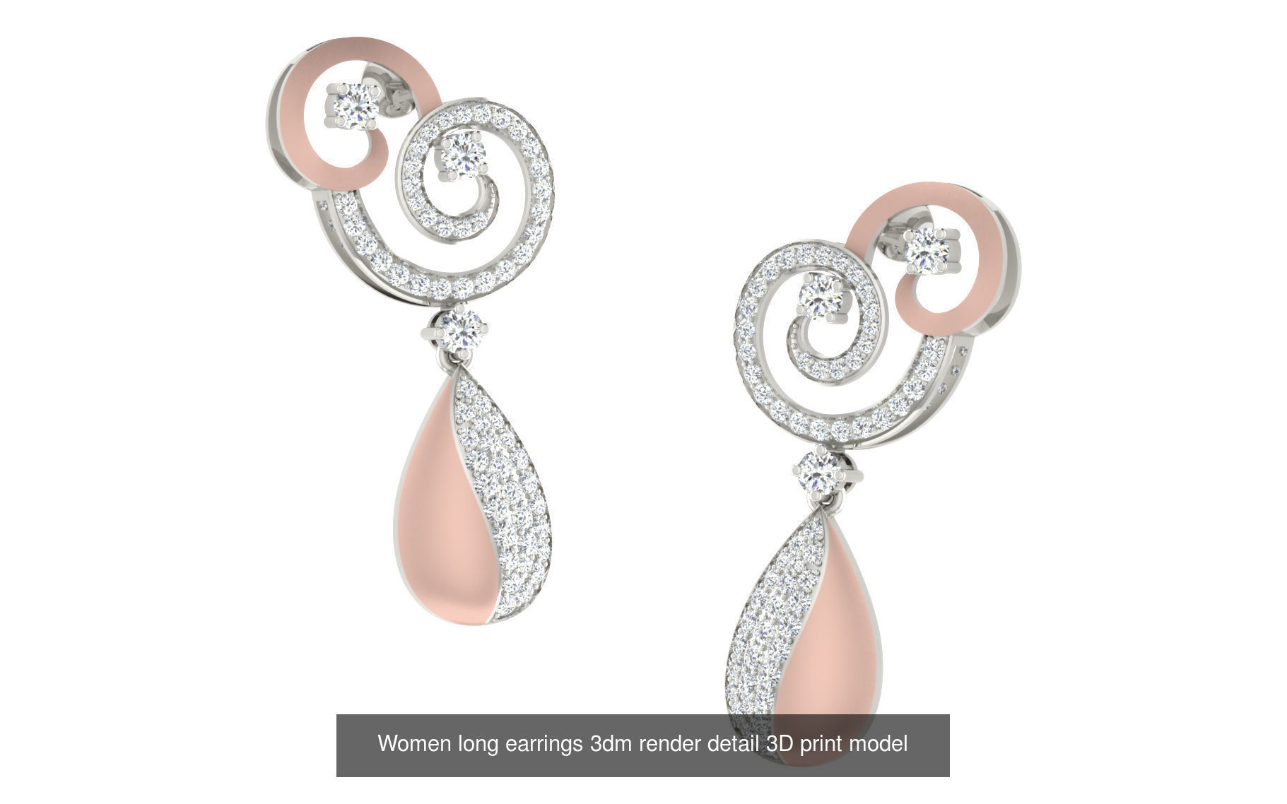 50 Ladies Women Bridal Earrings 3dm Stl render details   3D Model Collection_21