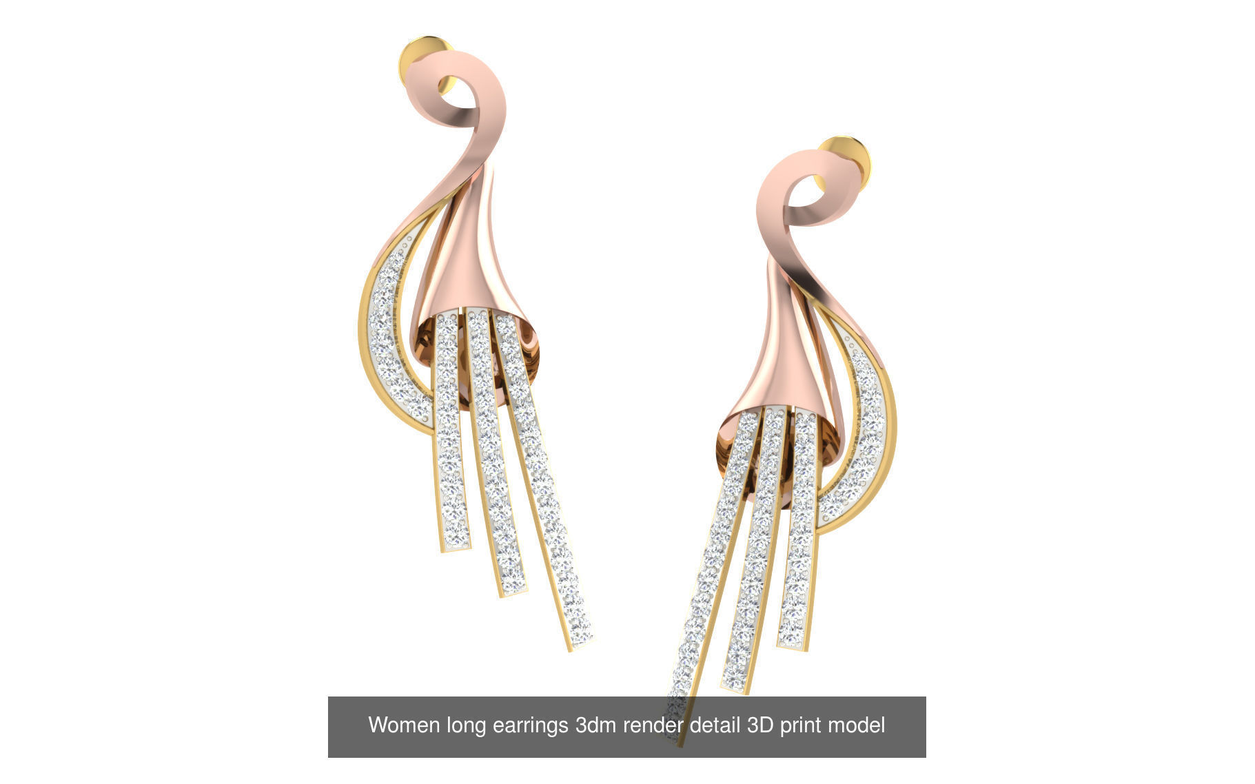 50 Ladies Women Bridal Earrings 3dm Stl render details   3D Model Collection_25