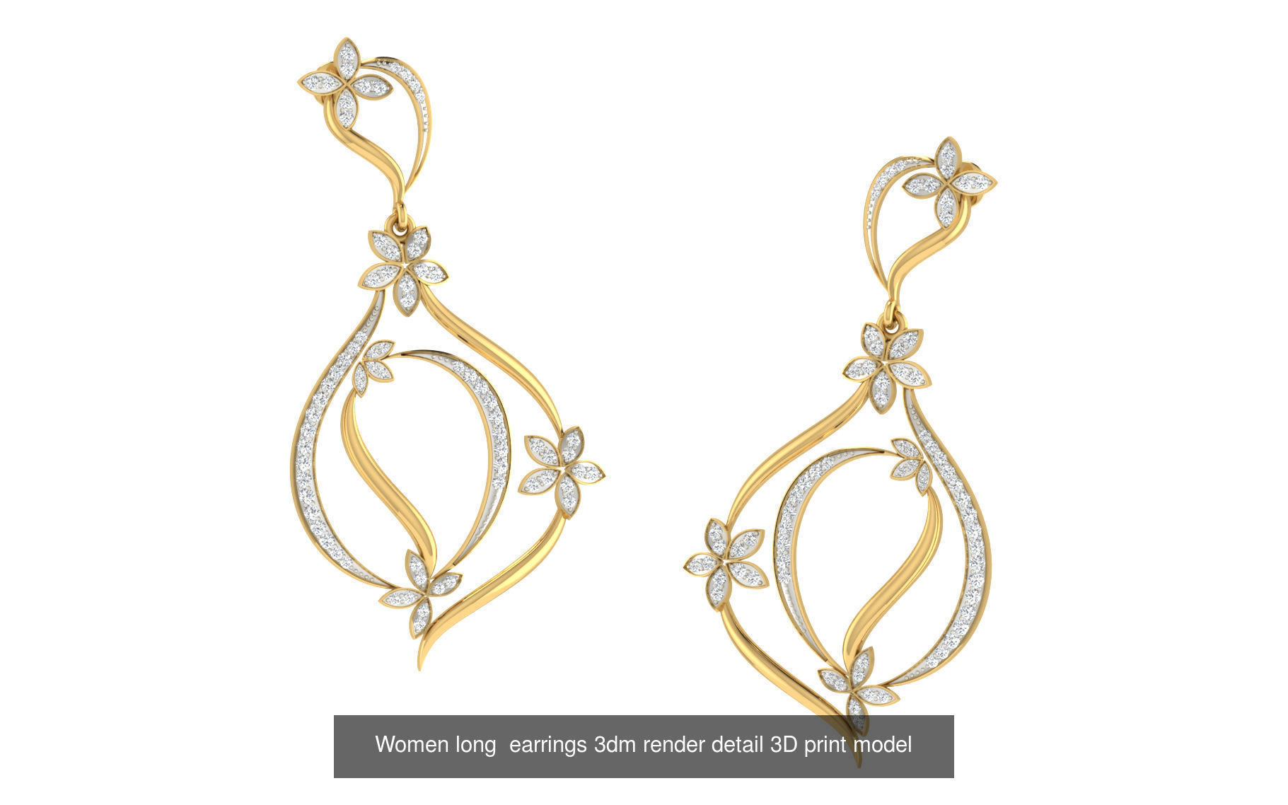50 Ladies Women Bridal Earrings 3dm Stl render details   3D Model Collection_3