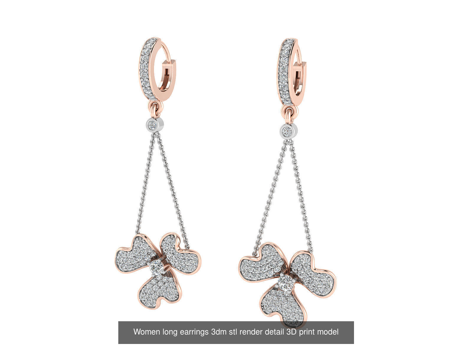 50 Ladies Women Bridal Earrings 3dm Stl render details   3D Model Collection_51