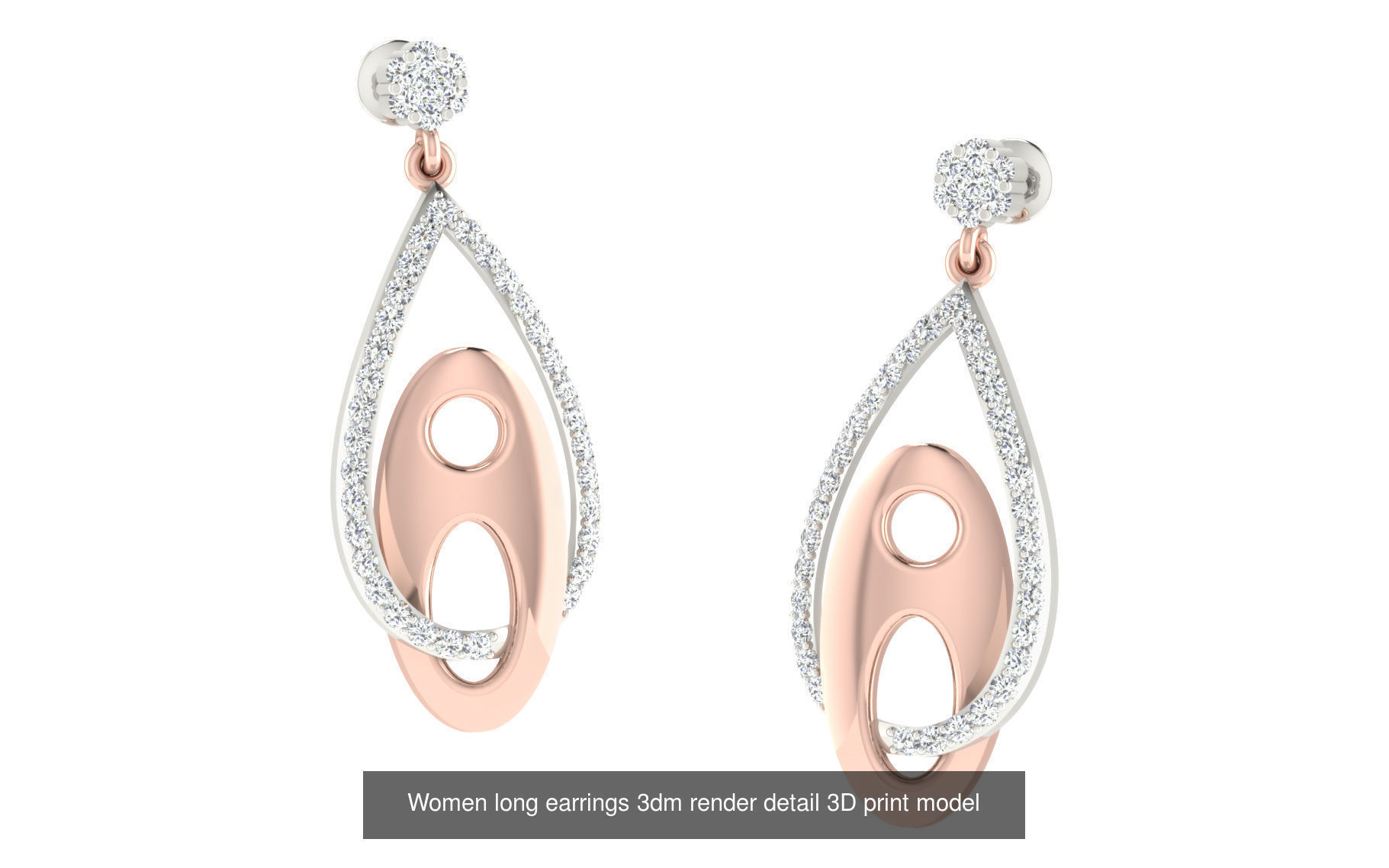 50 Ladies Women Bridal Earrings 3dm Stl render details   3D Model Collection_26