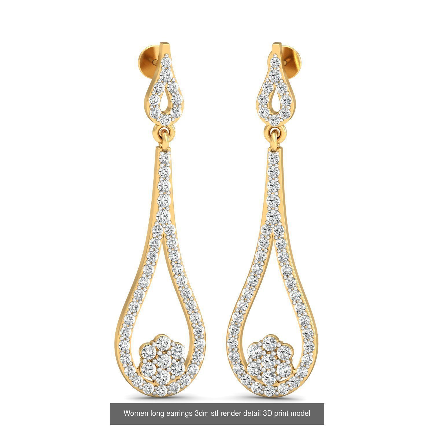50 Ladies Women Bridal Earrings 3dm Stl render details   3D Model Collection_41