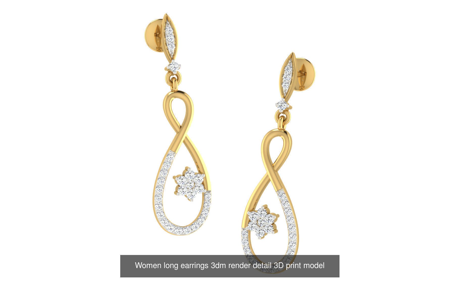 50 Ladies Women Bridal Earrings 3dm Stl render details   3D Model Collection_34