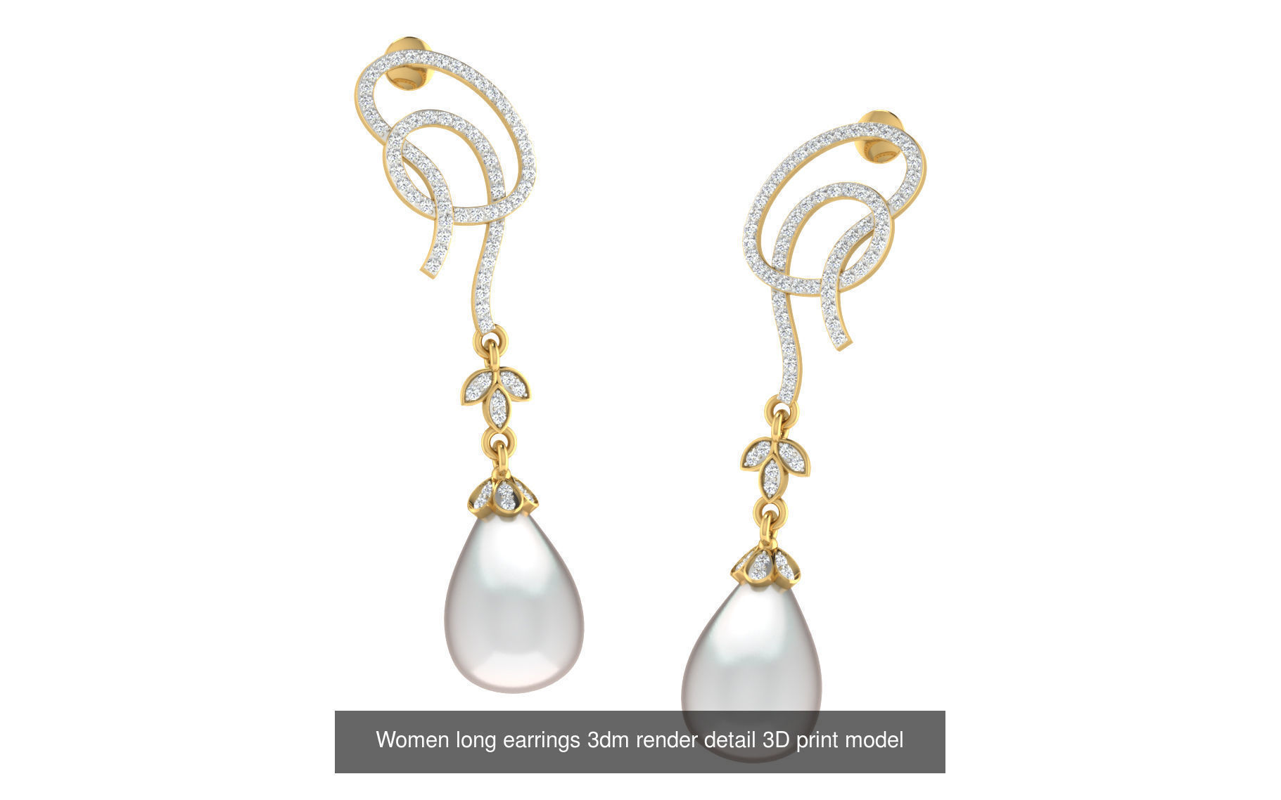 50 Ladies Women Bridal Earrings 3dm Stl render details   3D Model Collection_19