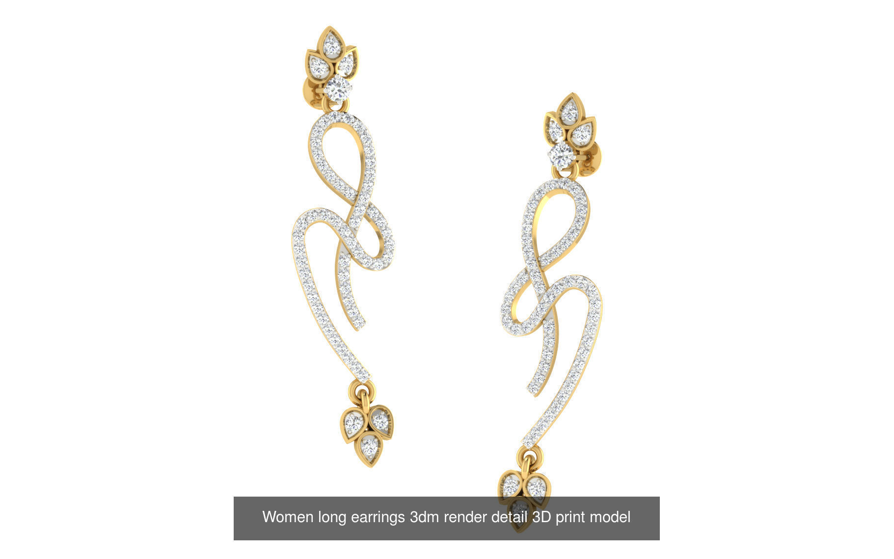 50 Ladies Women Bridal Earrings 3dm Stl render details   3D Model Collection_18