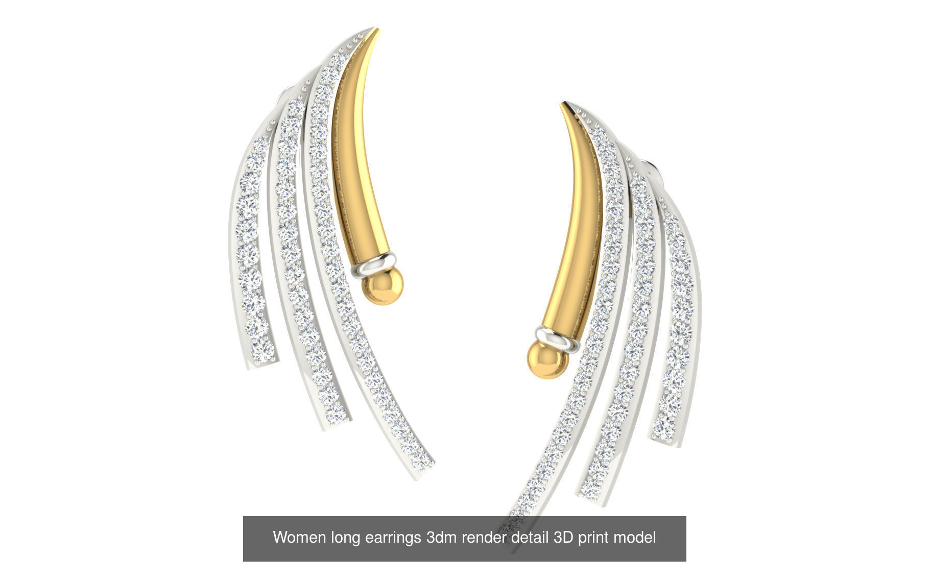 50 Ladies Women Bridal Earrings 3dm Stl render details   3D Model Collection_23