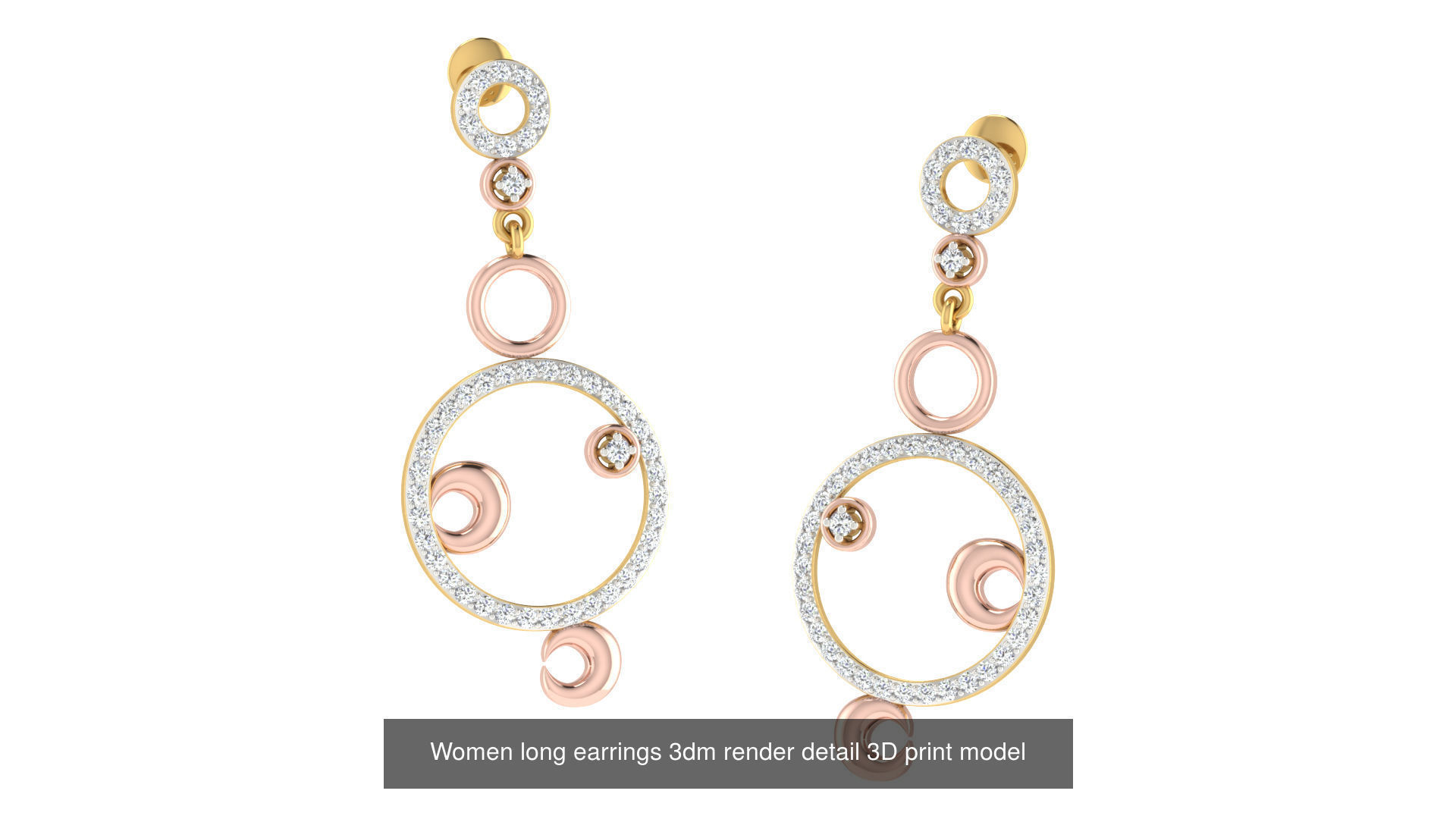 50 Ladies Women Bridal Earrings 3dm Stl render details   3D Model Collection_31