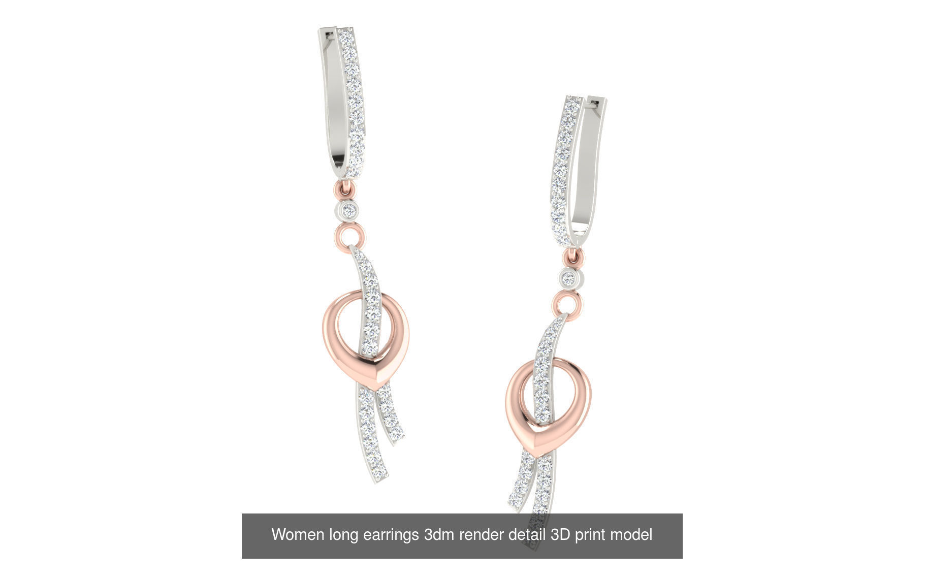 50 Ladies Women Bridal Earrings 3dm Stl render details   3D Model Collection_32