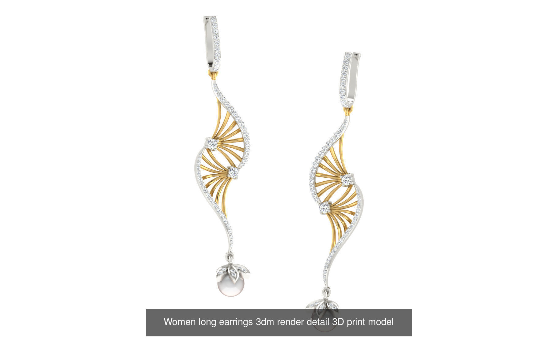 50 Ladies Women Bridal Earrings 3dm Stl render details   3D Model Collection_13