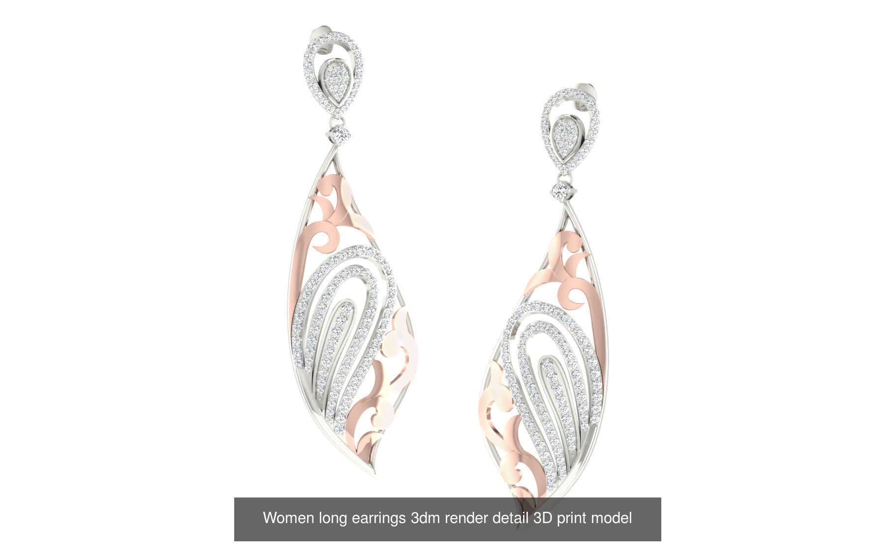 50 Ladies Women Bridal Earrings 3dm Stl render details   3D Model Collection_16