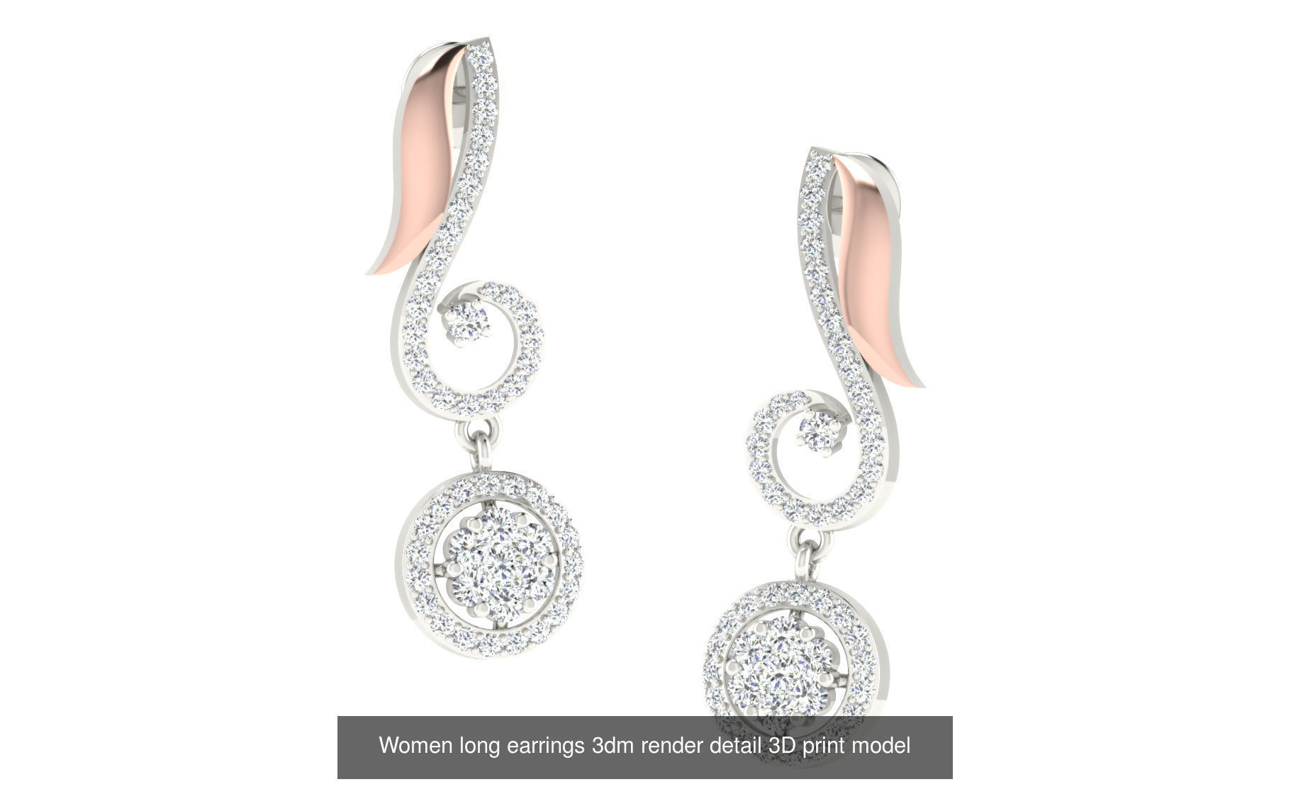 50 Ladies Women Bridal Earrings 3dm Stl render details   3D Model Collection_35