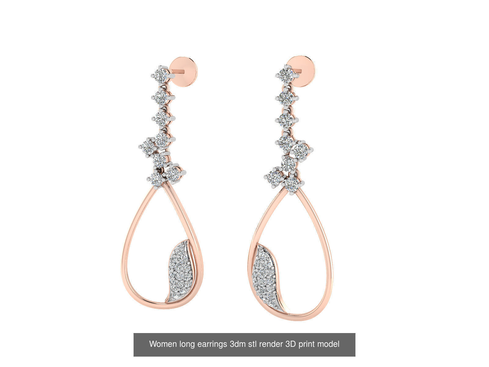 50 Ladies Women Bridal Earrings 3dm Stl render details   3D Model Collection_45