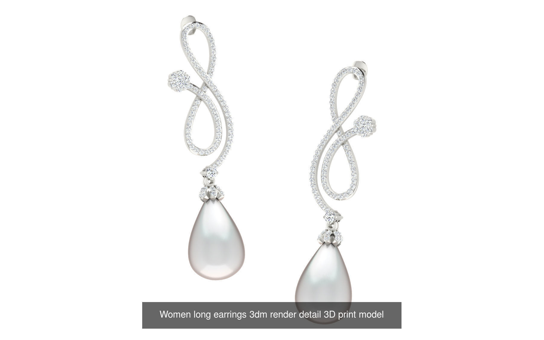 50 Ladies Women Bridal Earrings 3dm Stl render details   3D Model Collection_20