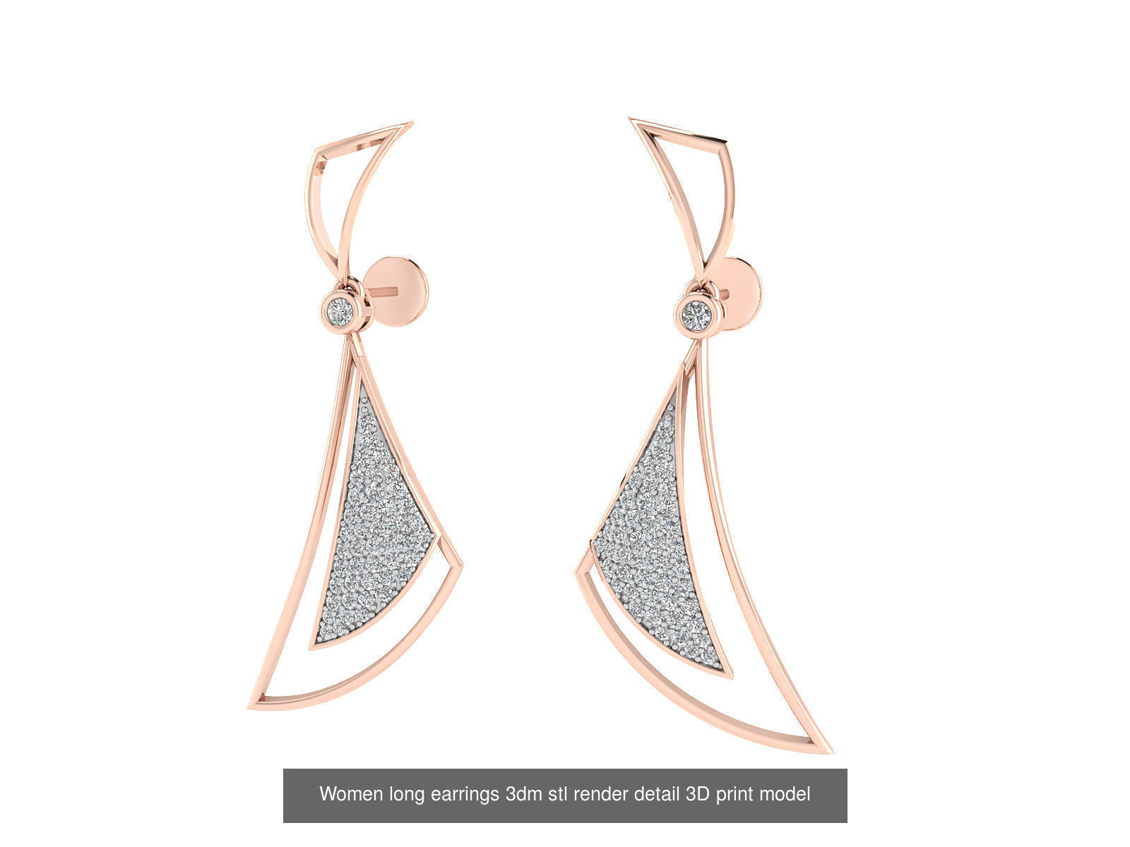 50 Ladies Women Bridal Earrings 3dm Stl render details   3D Model Collection_49