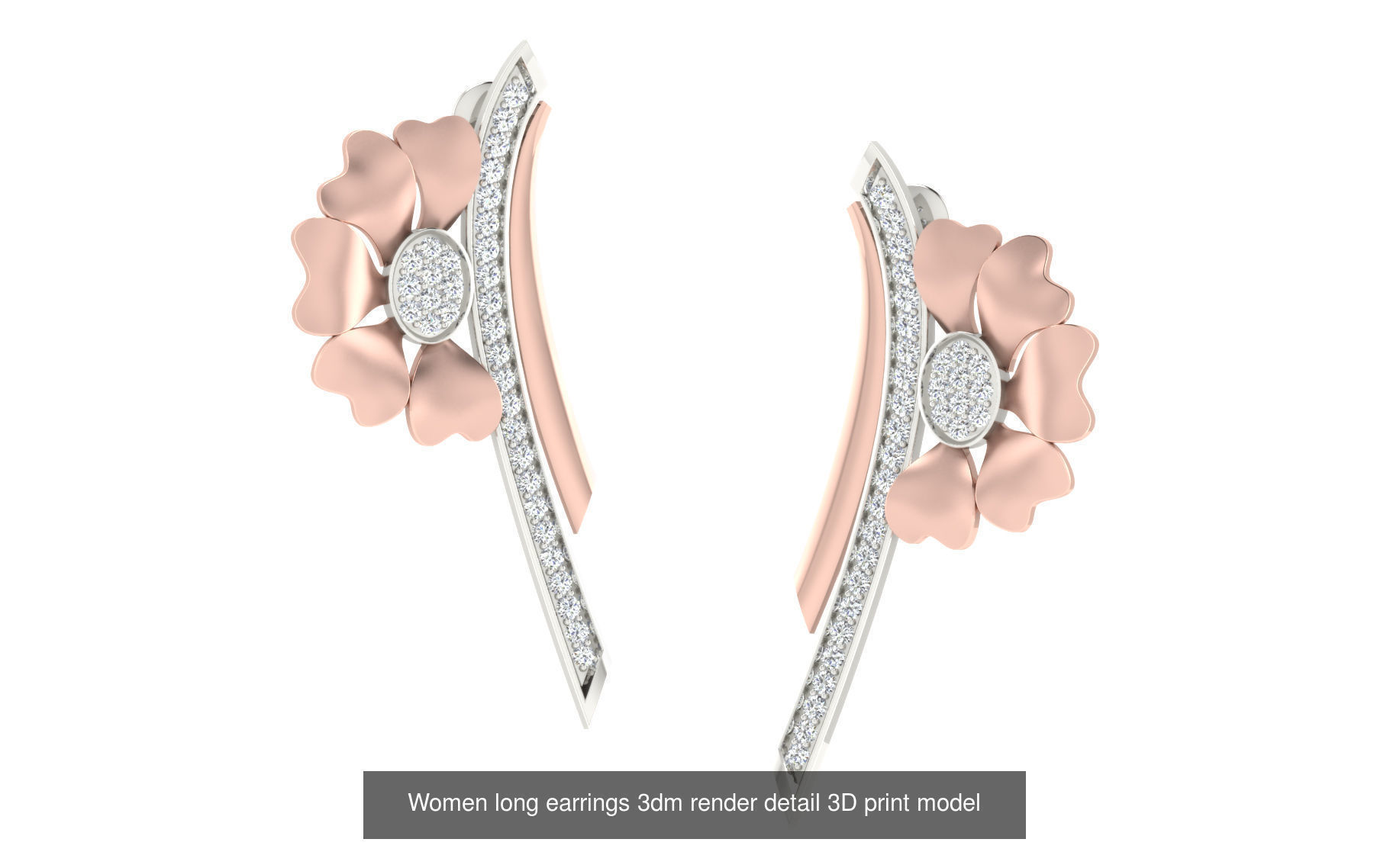 50 Ladies Women Bridal Earrings 3dm Stl render details   3D Model Collection_22