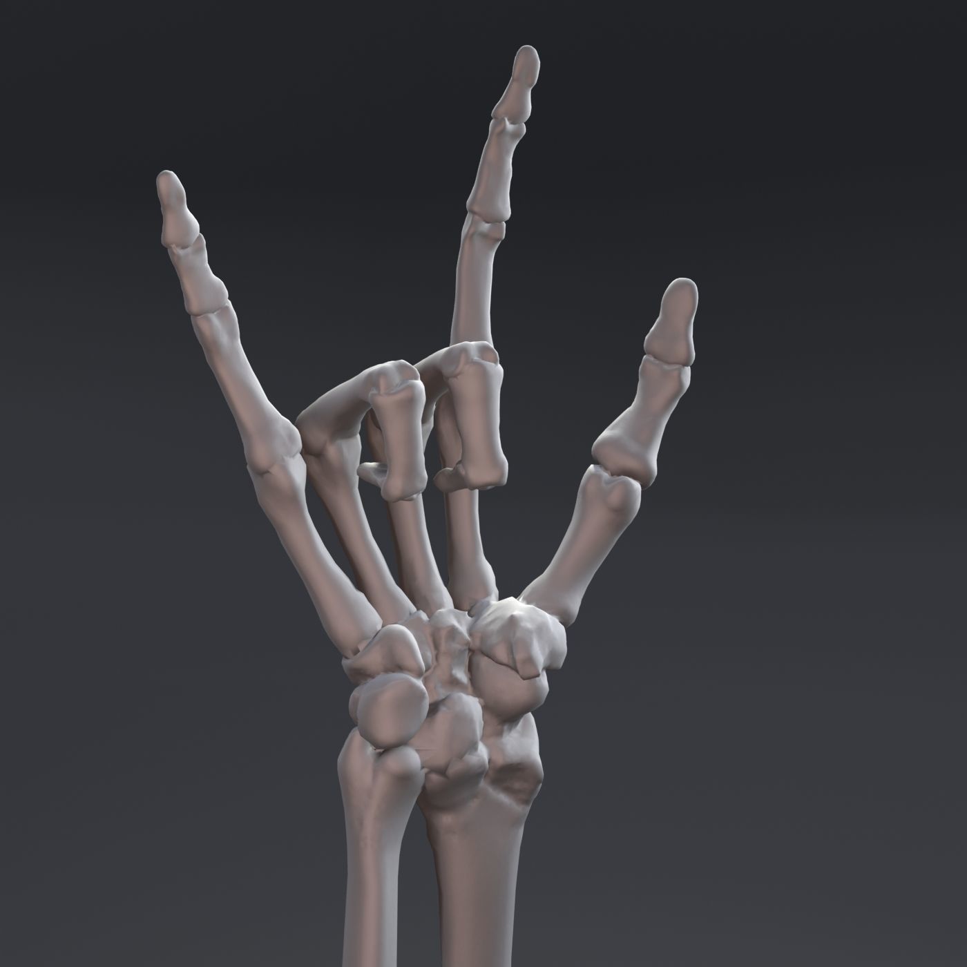 Skeleton hand with rock gesture 3D print model_7