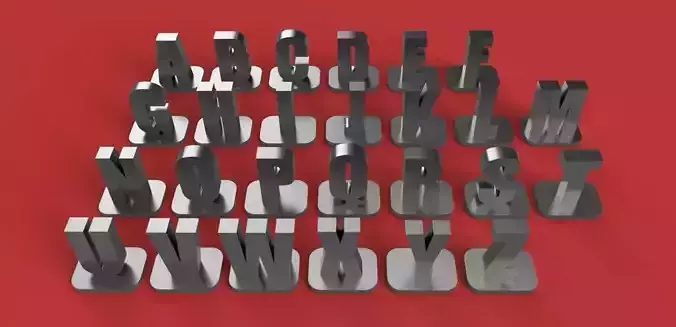 VERTICAL-1 uppercase and lowercase  3D letters STL file